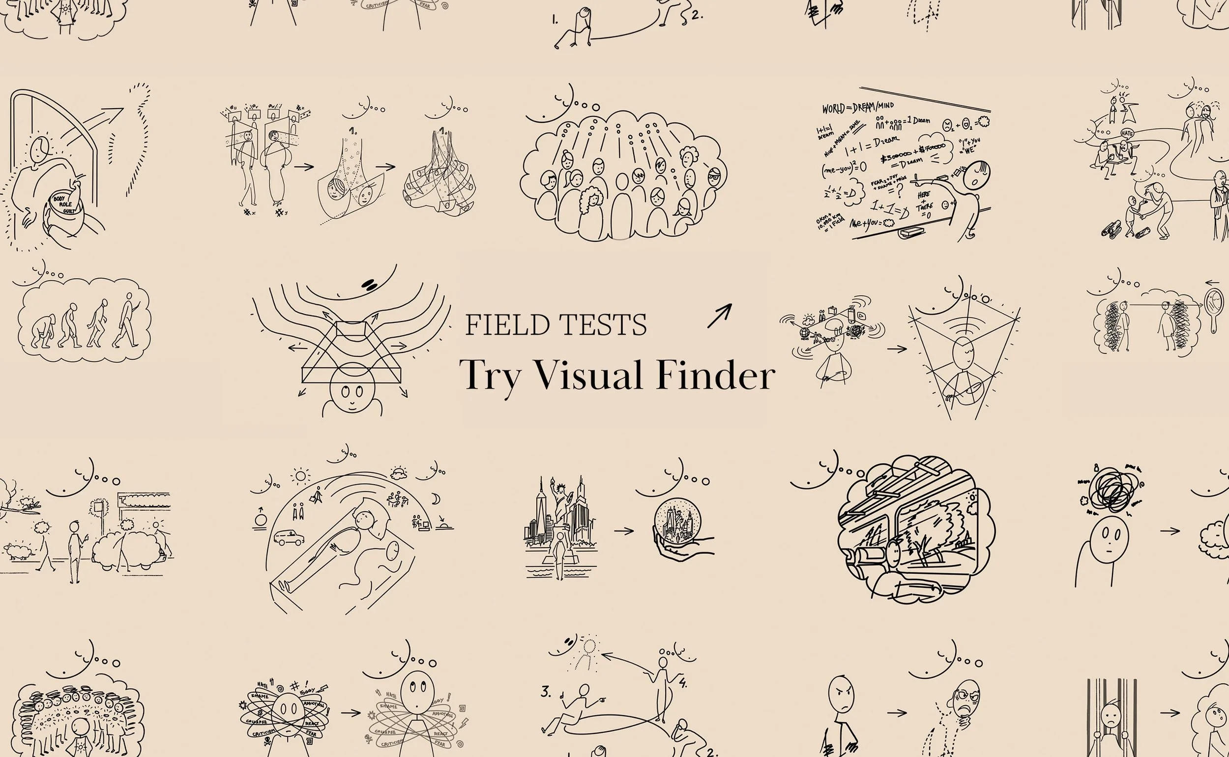 Scan Martin Lenclos’s sketches to find mind-first practices and field tests in the experiment.