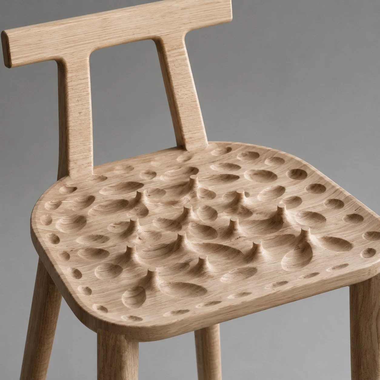 Perceptual Terrain — Chair, prototype inquiry, rendered design study, white oak