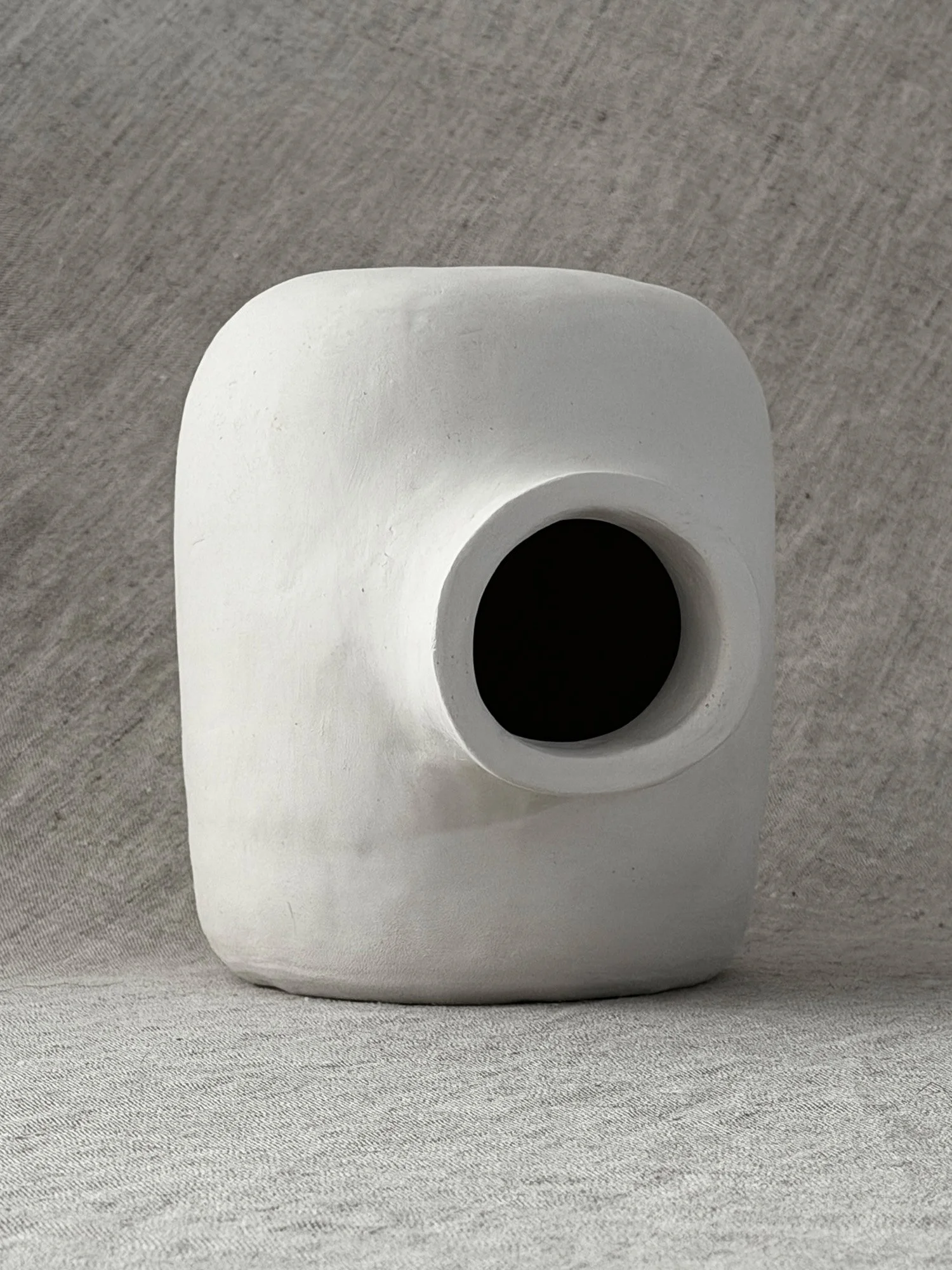 Jacob Vase, No. 1 —  Bisque ceramic vessel handmade by Martin Lenclos