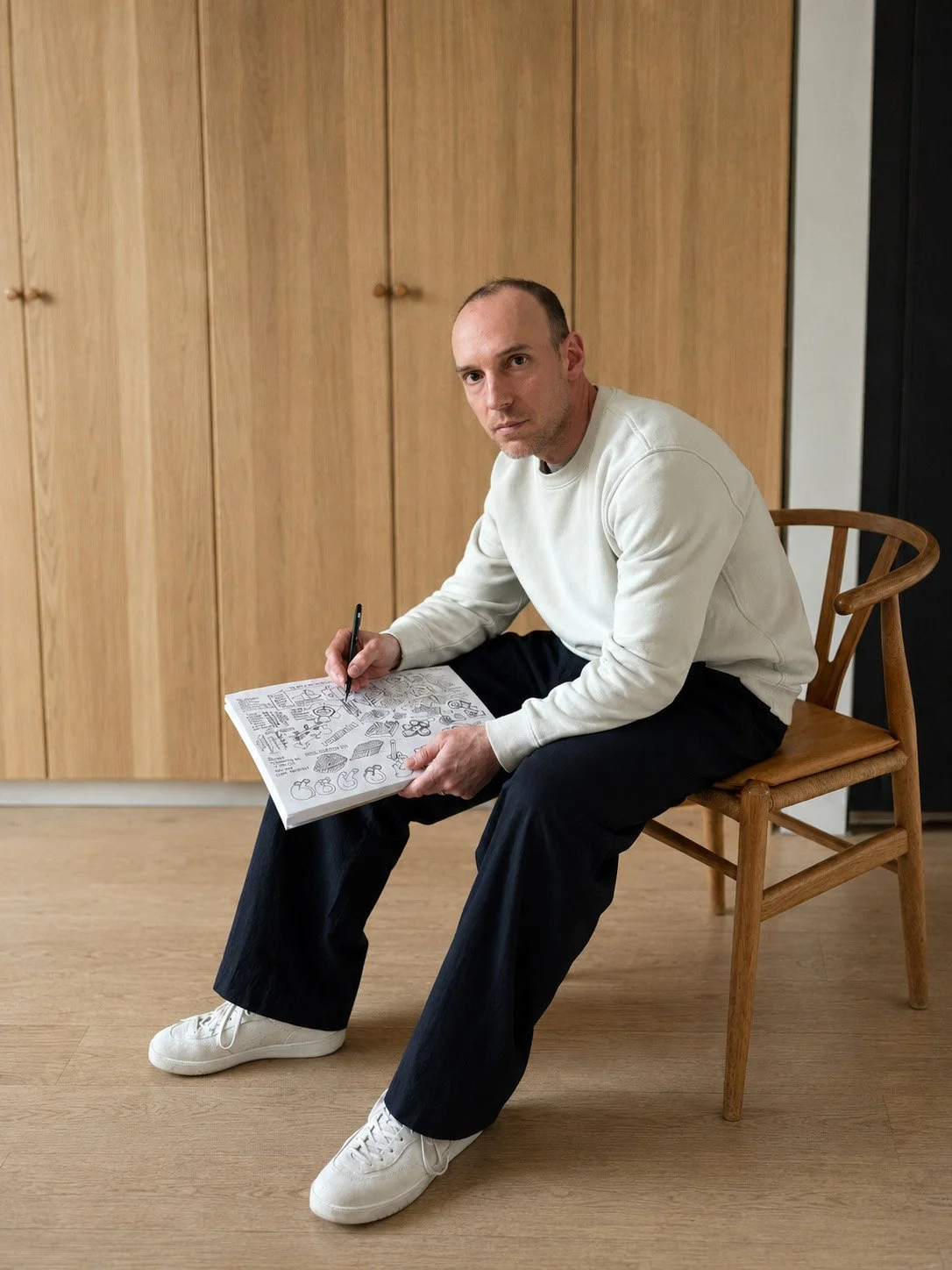 Martin Lenclos sketching miniature ideas in a flow of concepts without meaning before they reveal themselves.