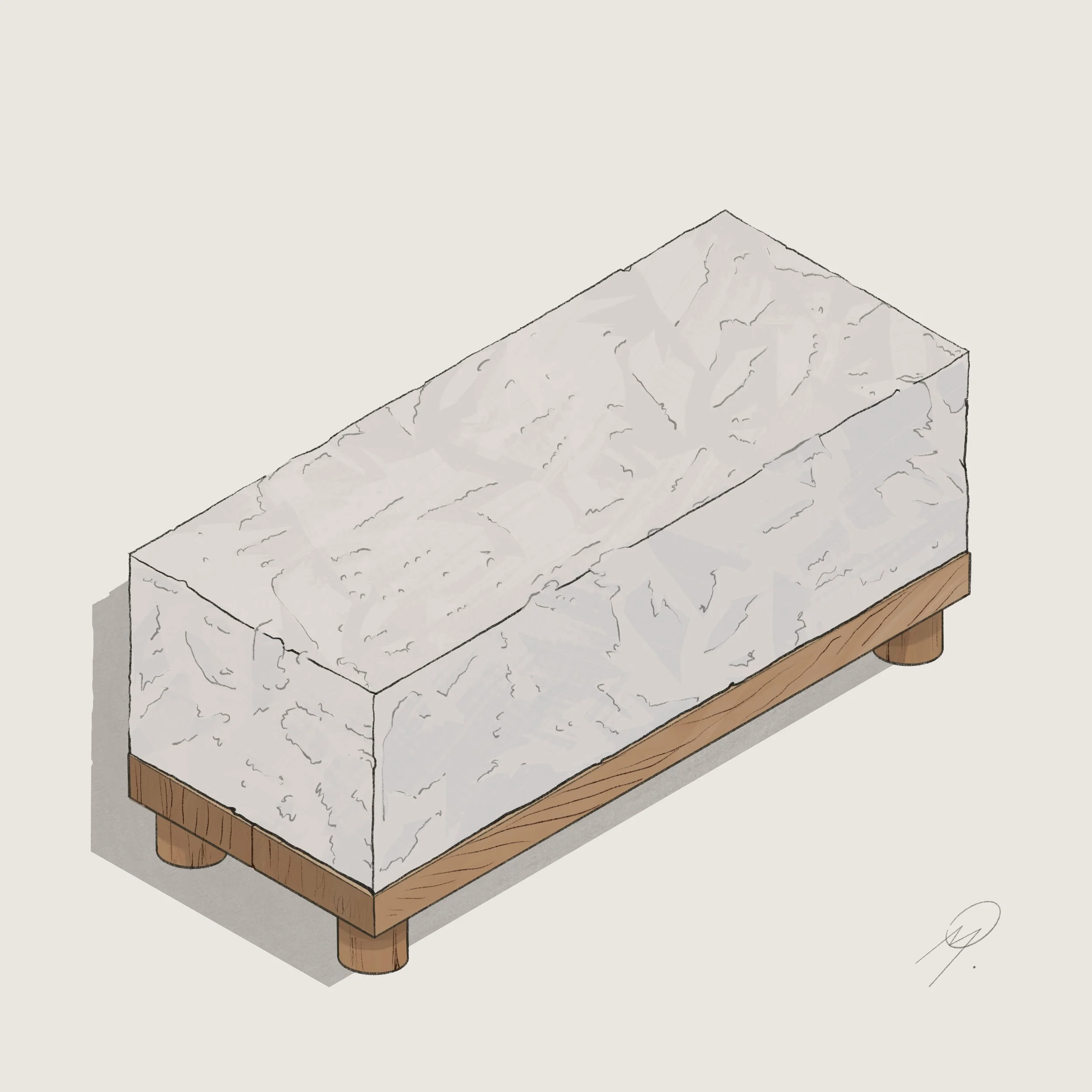 Blueprints of Hypothesis Bench (original sketch) | Self-questioning device by Martin Lenclos 2022