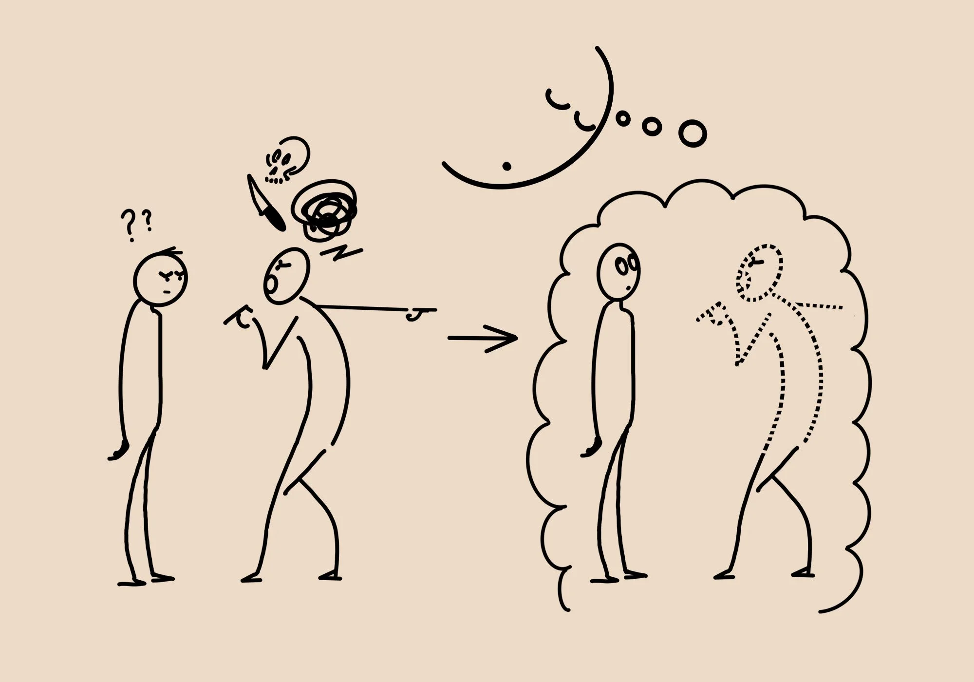 Field sketch — visual cue, not final symbol — awareness standing firm within the dream, untouched by division.