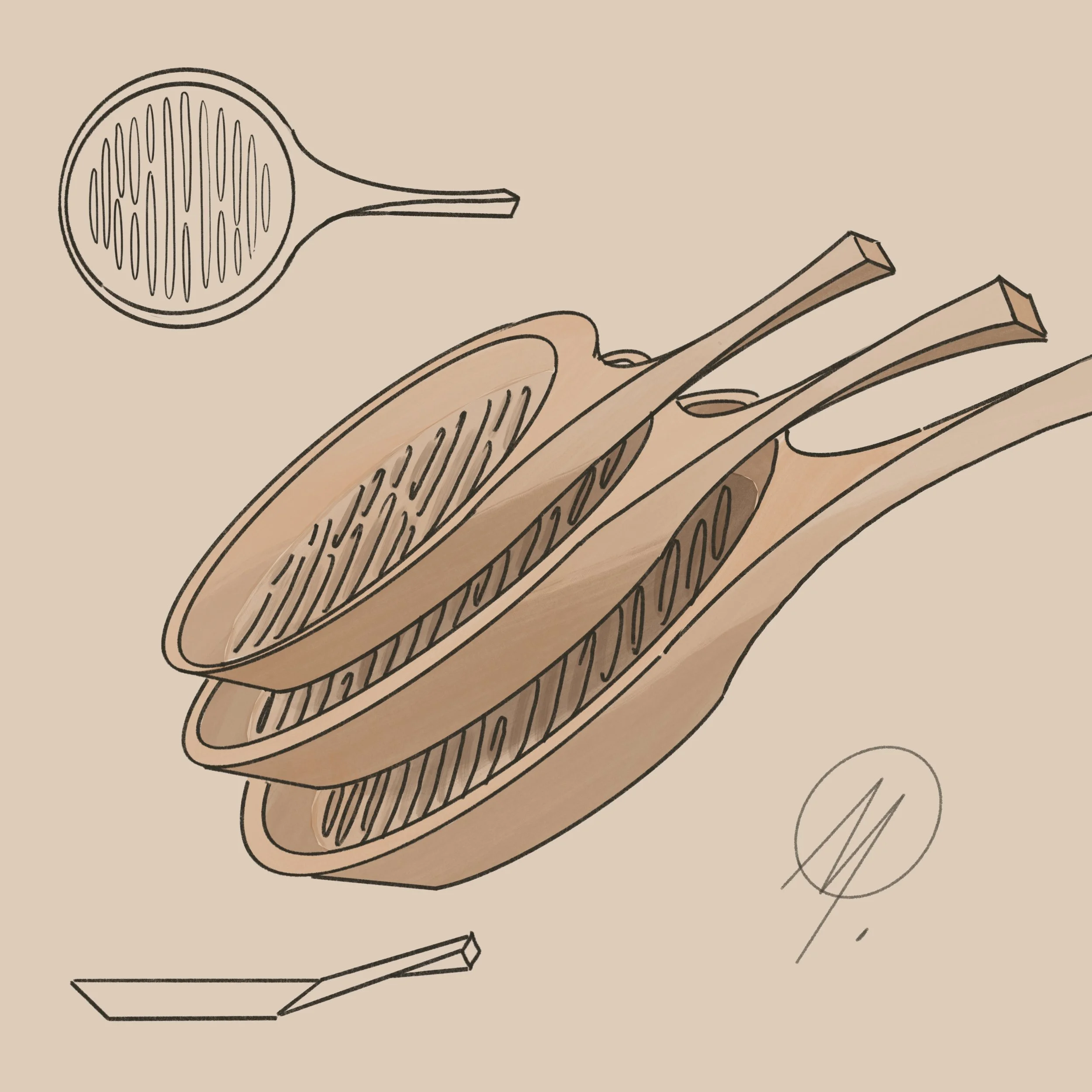 Forest Cookware III — Three Round Pans Wood cookware witness studies — white oak / set of three