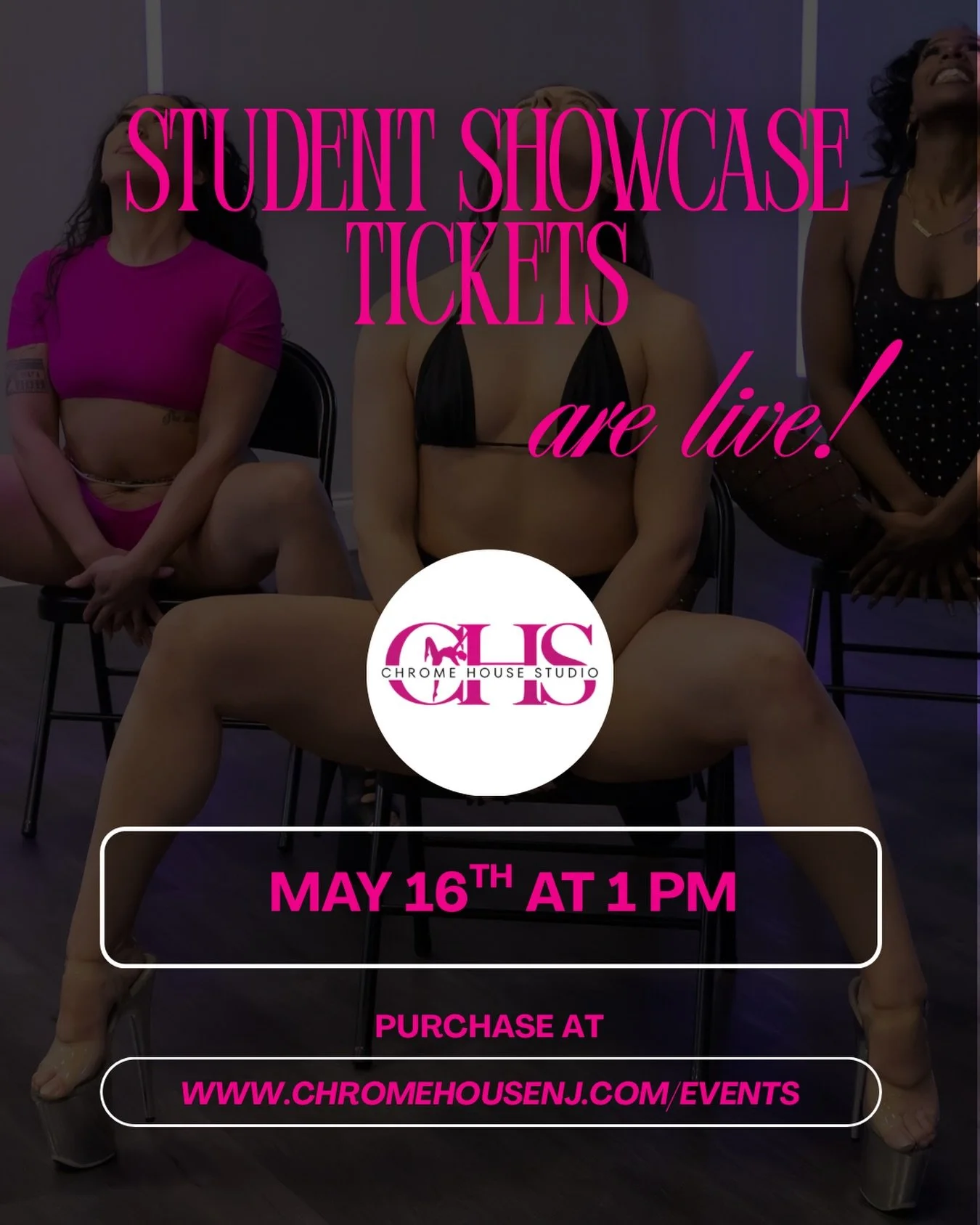 Chrome House&rsquo;s annual student showcase is next month and tickets are on sale NOW!

When: Saturday May 16th, show starts at 1 pm

We have solos, doubles, and three incredible group performances you don&rsquo;t want to miss!

Www.chromehousenj.co