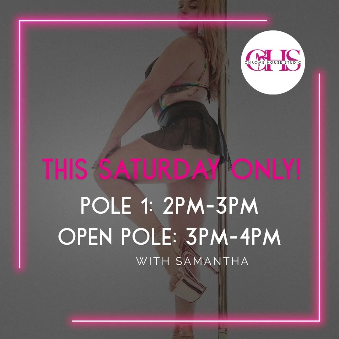 Spend your Saturday afternoon (5/30) at Chrome House with @samantha_opatrone&hellip; 

2 classes added for this Saturday only!

Pole 1:2-3 pm
Open pole:3-4 pm 

Sign up on wellness living!