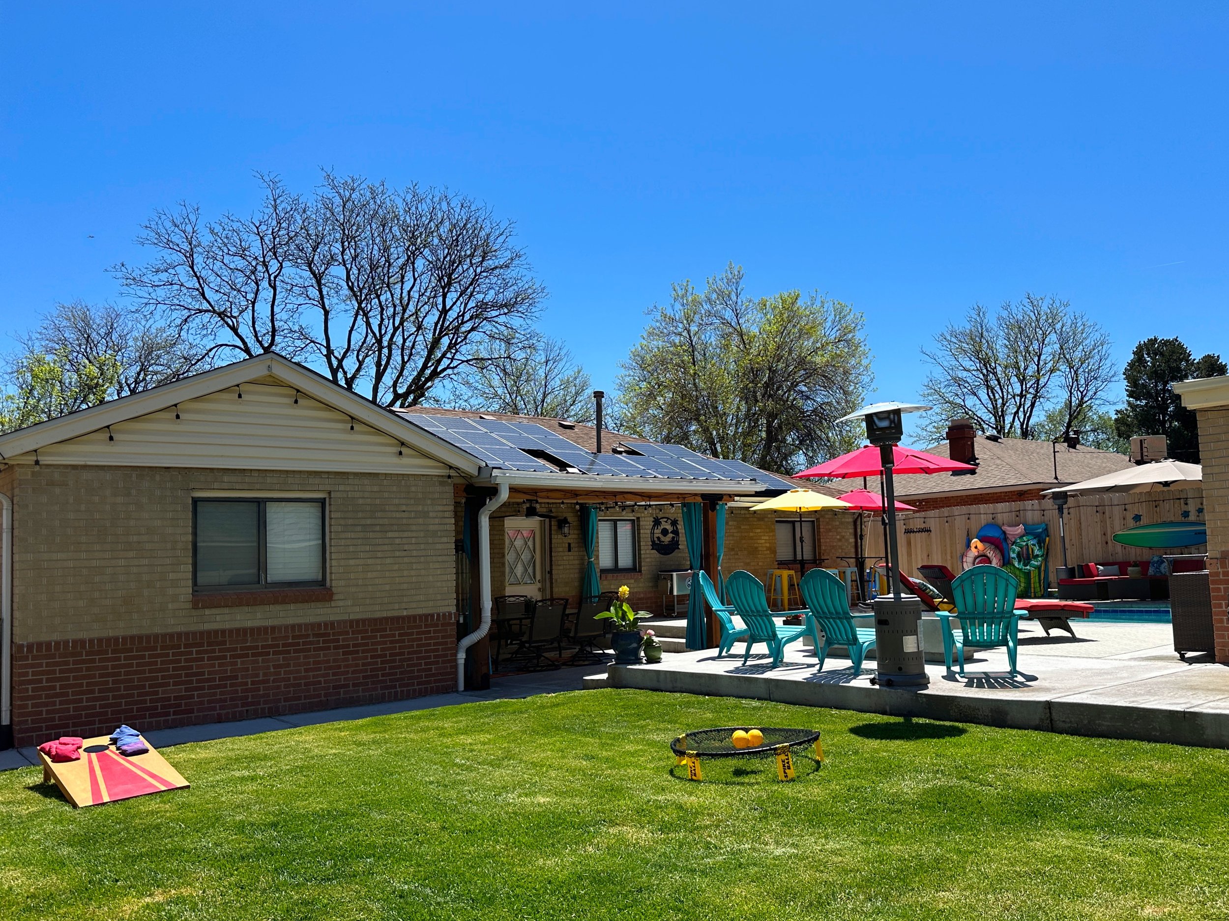 The lawn area is very spacious and can accommodate fun games of cornhole and spikeball, or even tables for cocktail or dinner under the stars!