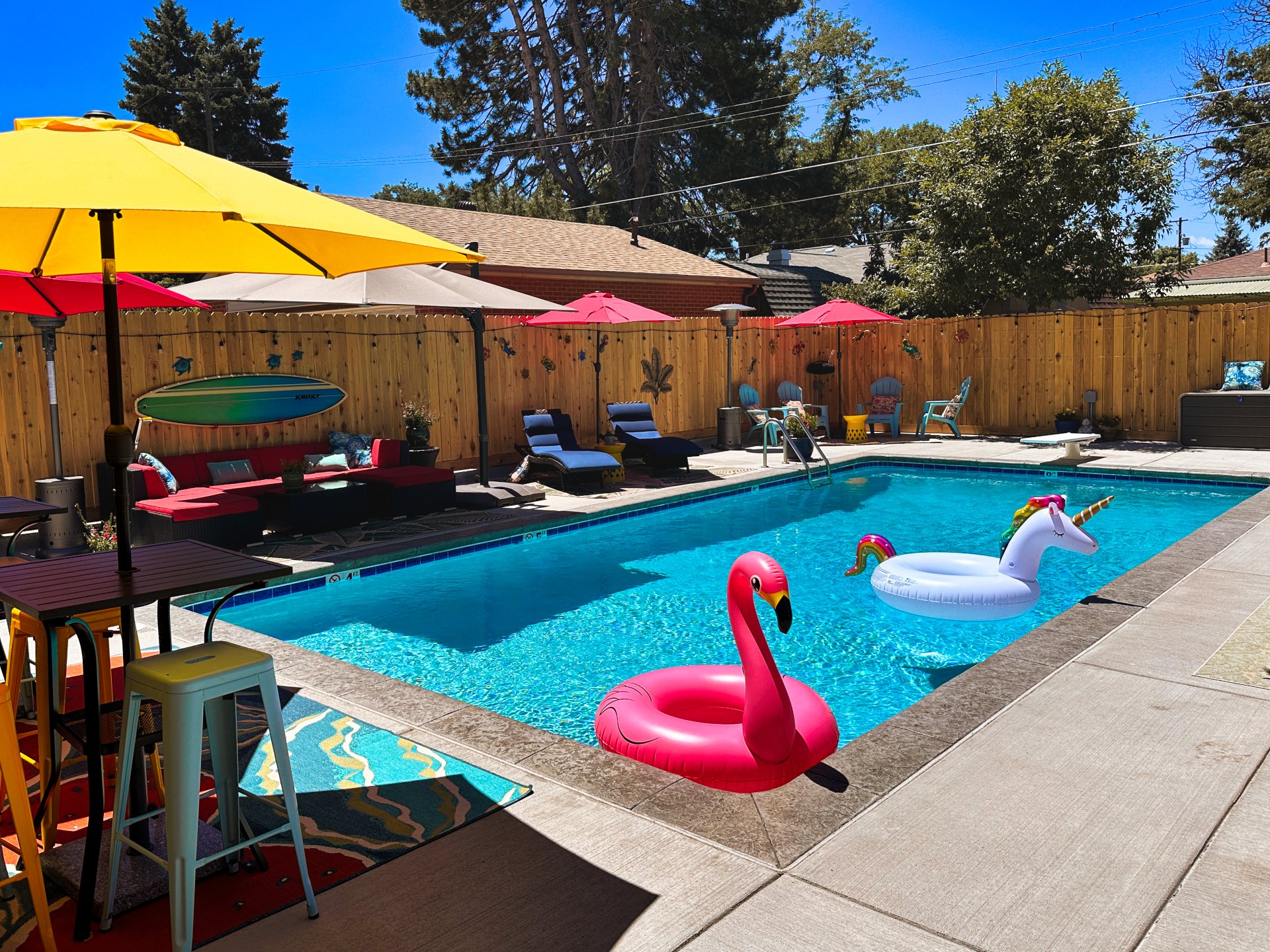 The pool is heated to 85º, just the right temperature to cool off when it's hot outside or to warm up when the temperatures get cooler!