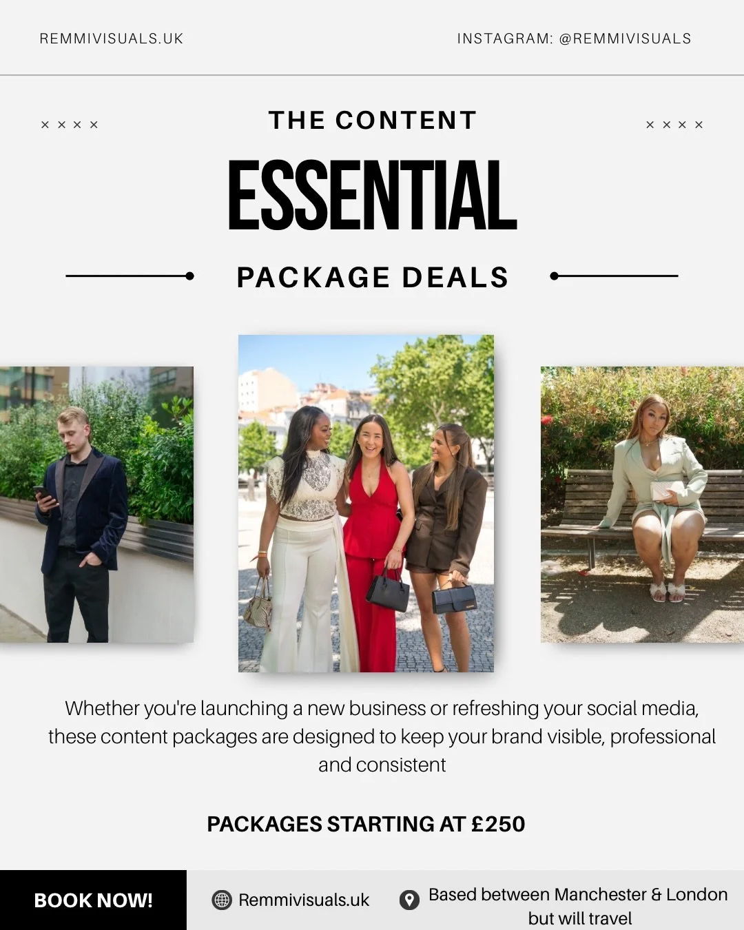 Introducing The Content Essentials ✨

Content packages created for business owners who want to stay consistent online. Whether you&rsquo;re just starting out, refreshing your socials or looking to batch-create your content &mdash; there&rsquo;s a pac
