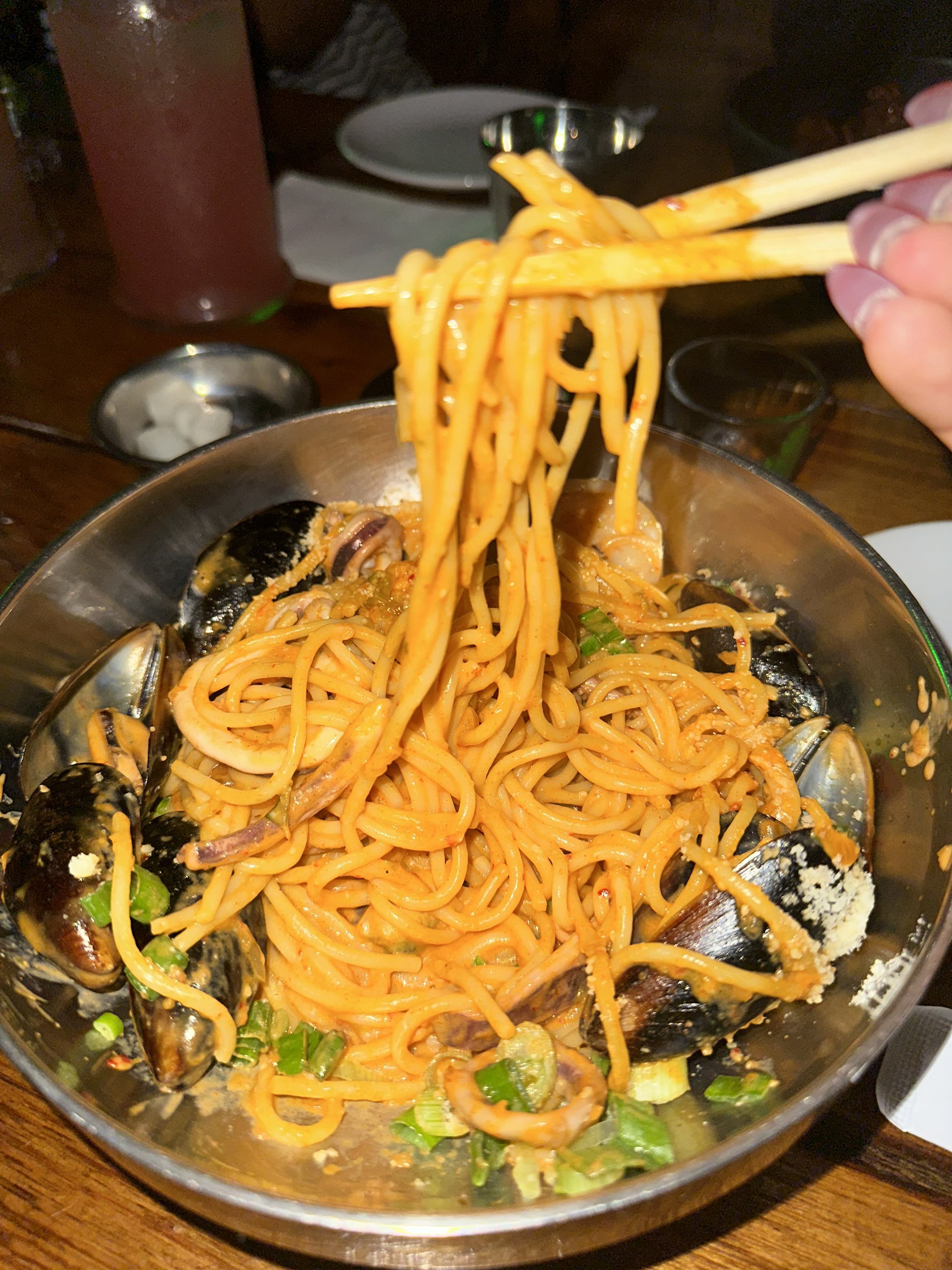 Kimchi Kream Spaghetti (Korean)