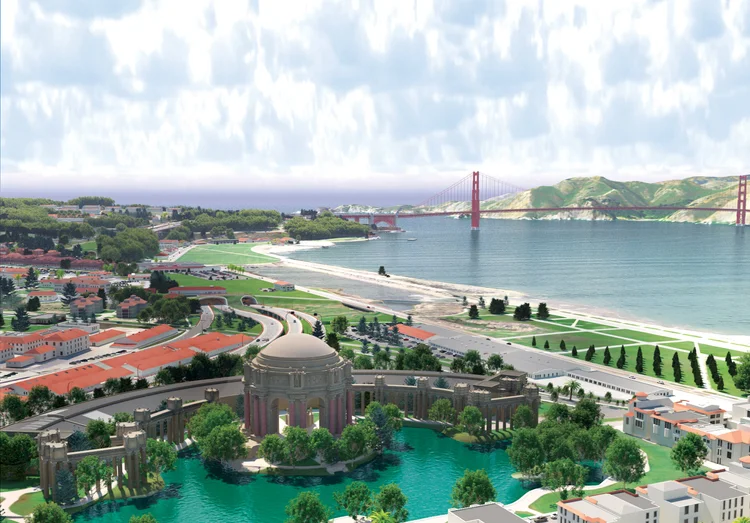 Presidio Parkway approaching the Golden Gate Bridge