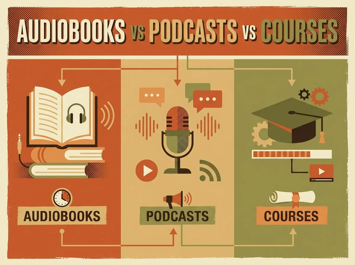 Audiobooks vs Podcasts vs Courses: Which Is Better for Learning?