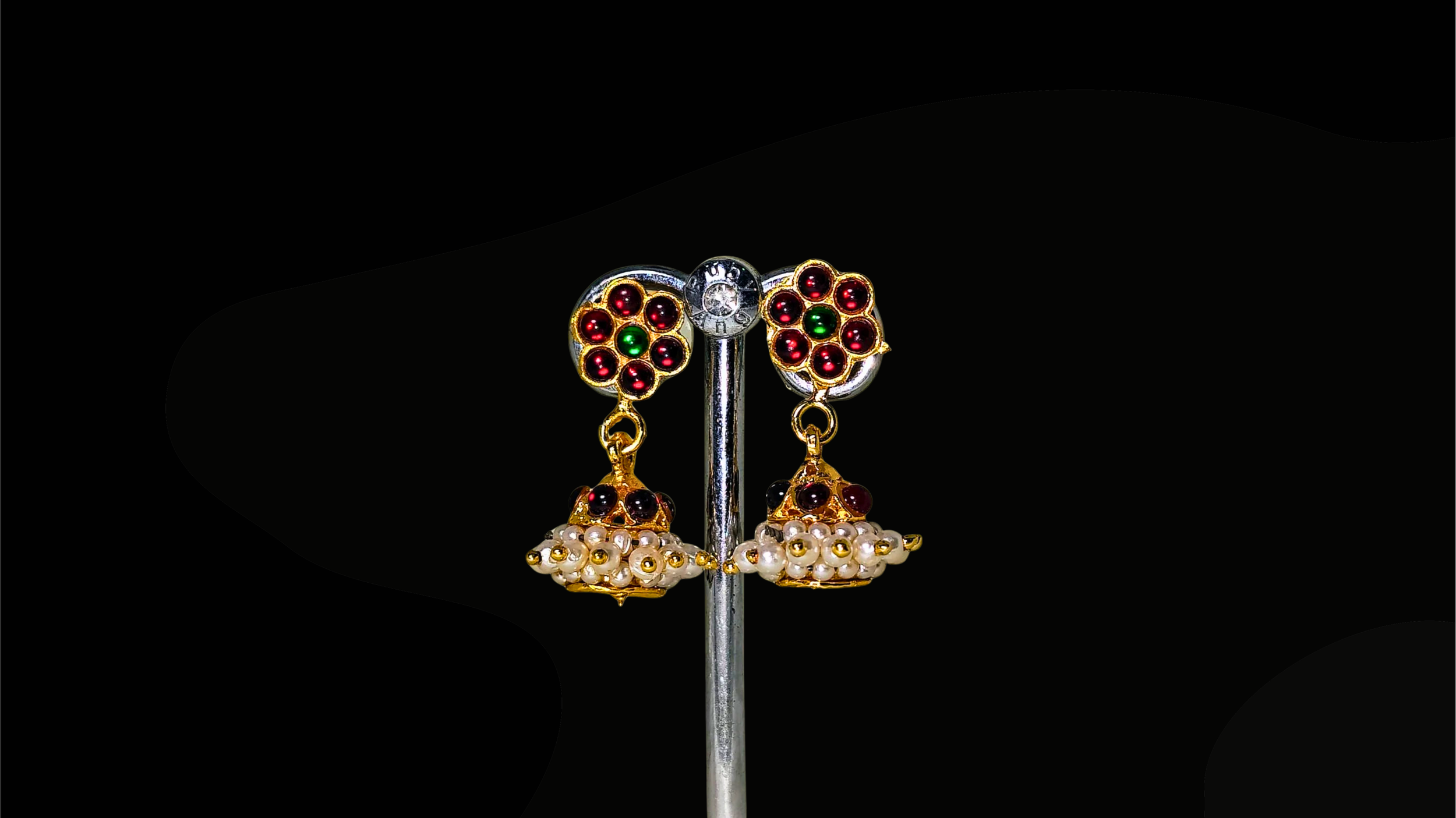 The small Jimmiki is a tiny version of the traditional Jimmiki earrings, made lightweight for dancers, especially for Bharatanatyam, Kuchipudi, Mohiniyattam.