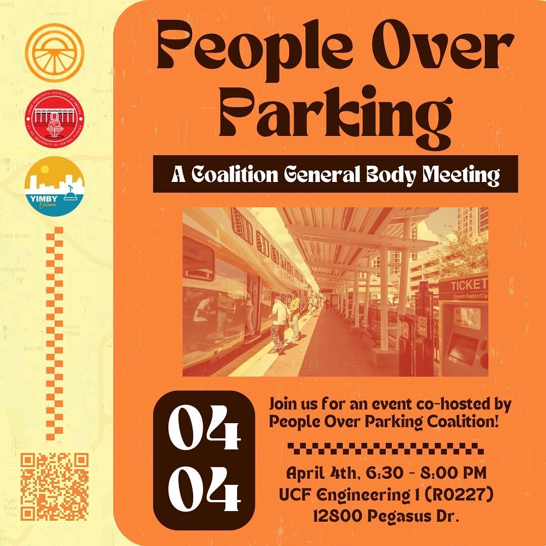 Join us for &lsquo;A Vision for a Walkable Orlando,&rsquo; hosted by the People Over Parking Coalition! This meeting will delve into the Orange Code and address feedback/resistances on eliminating parking mandates to promote walkability. Engage in li