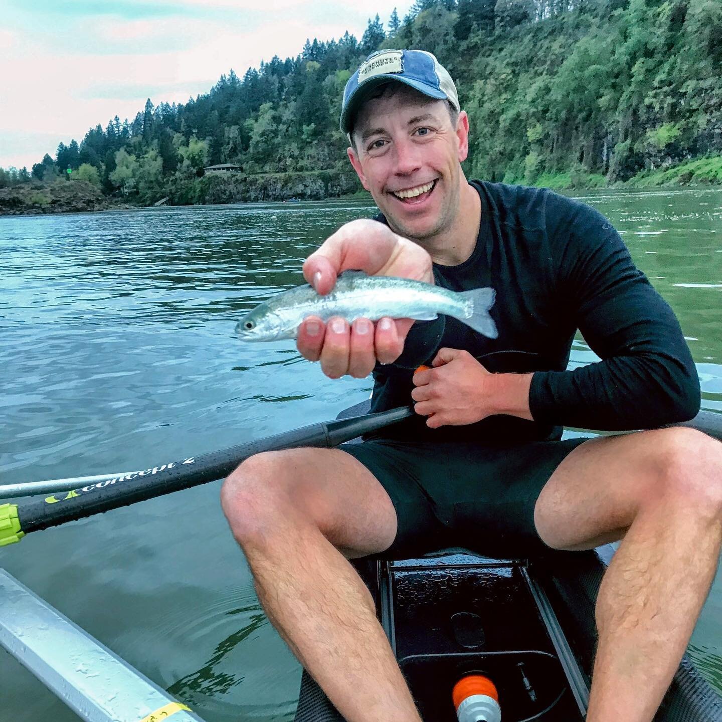 Masters rower Steven catching an entirely less common aquatic species than the kind more familiar to most of us rowers! No #rowingcrabs here!