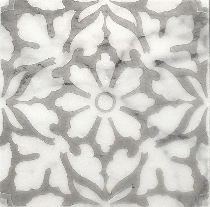 Carrara Bianco marble tile handmade etched stone farmhouse modern rustic natural luxury kitchen bathroom backsplash interior designer artisan handcrafted art grey gray white custom