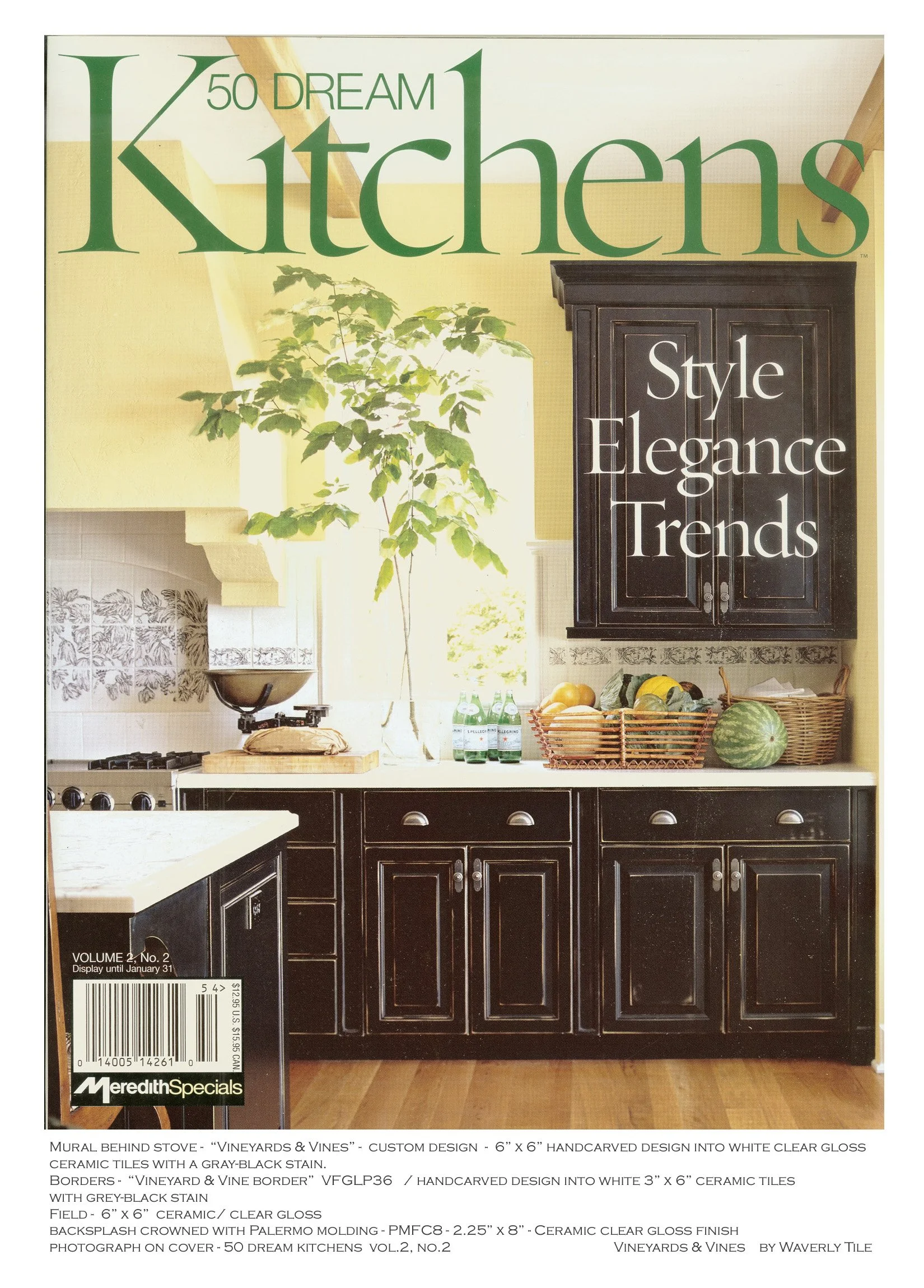 Vinyards and vines  grape vine mural White ceramic tile in black ( Home and Garden )