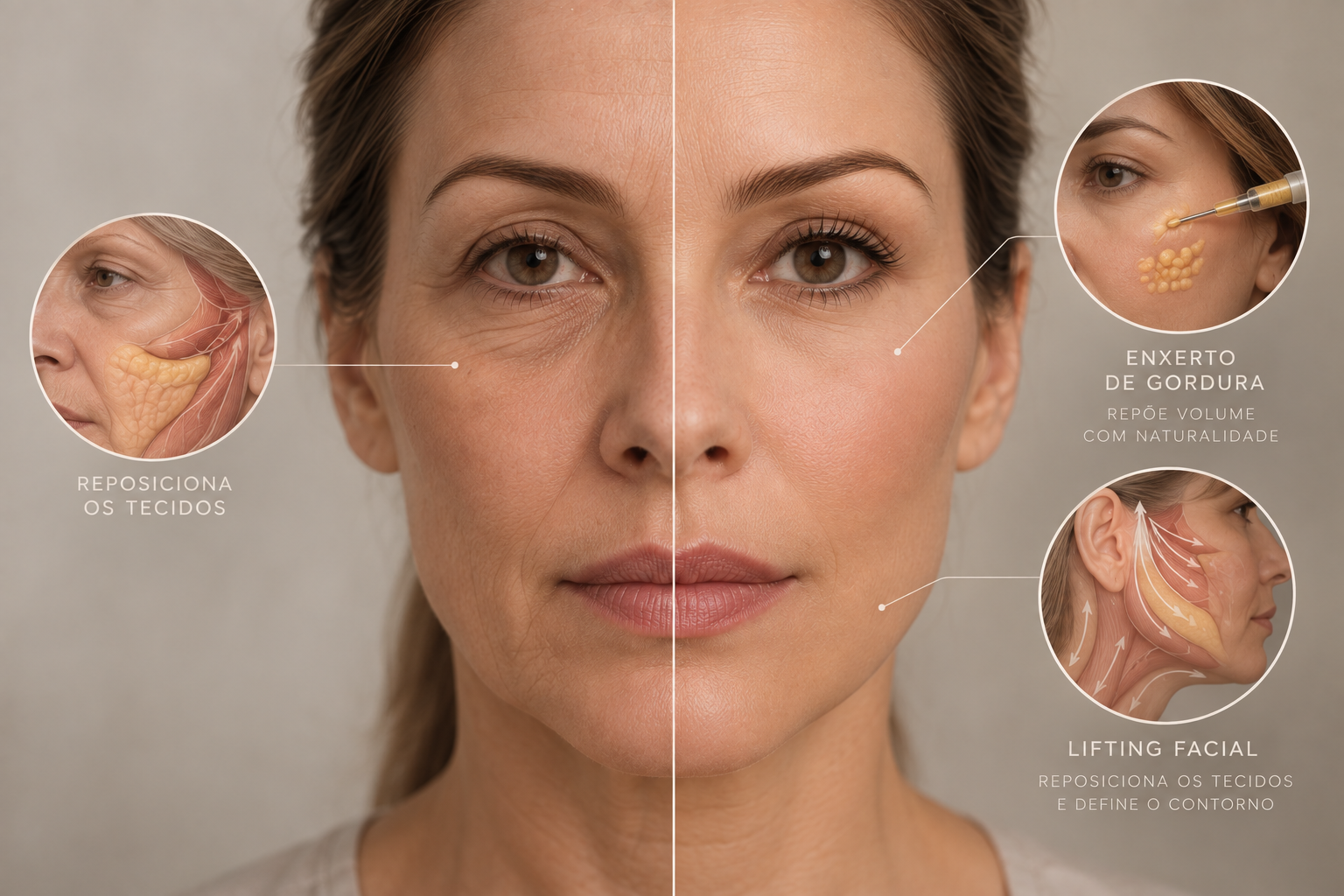 Enxerto de gordura e lifting facial: por que a associação define o rejuvenescimento natural e duradouro