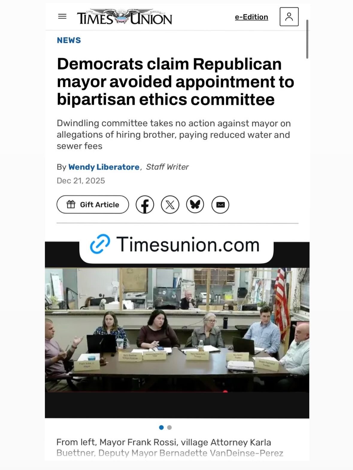 📰Read the full TU article by Wendy Liberatore: https://www.timesunion.com/news/article/democrats-republican-mayor-avoided-appoint-21246887.php