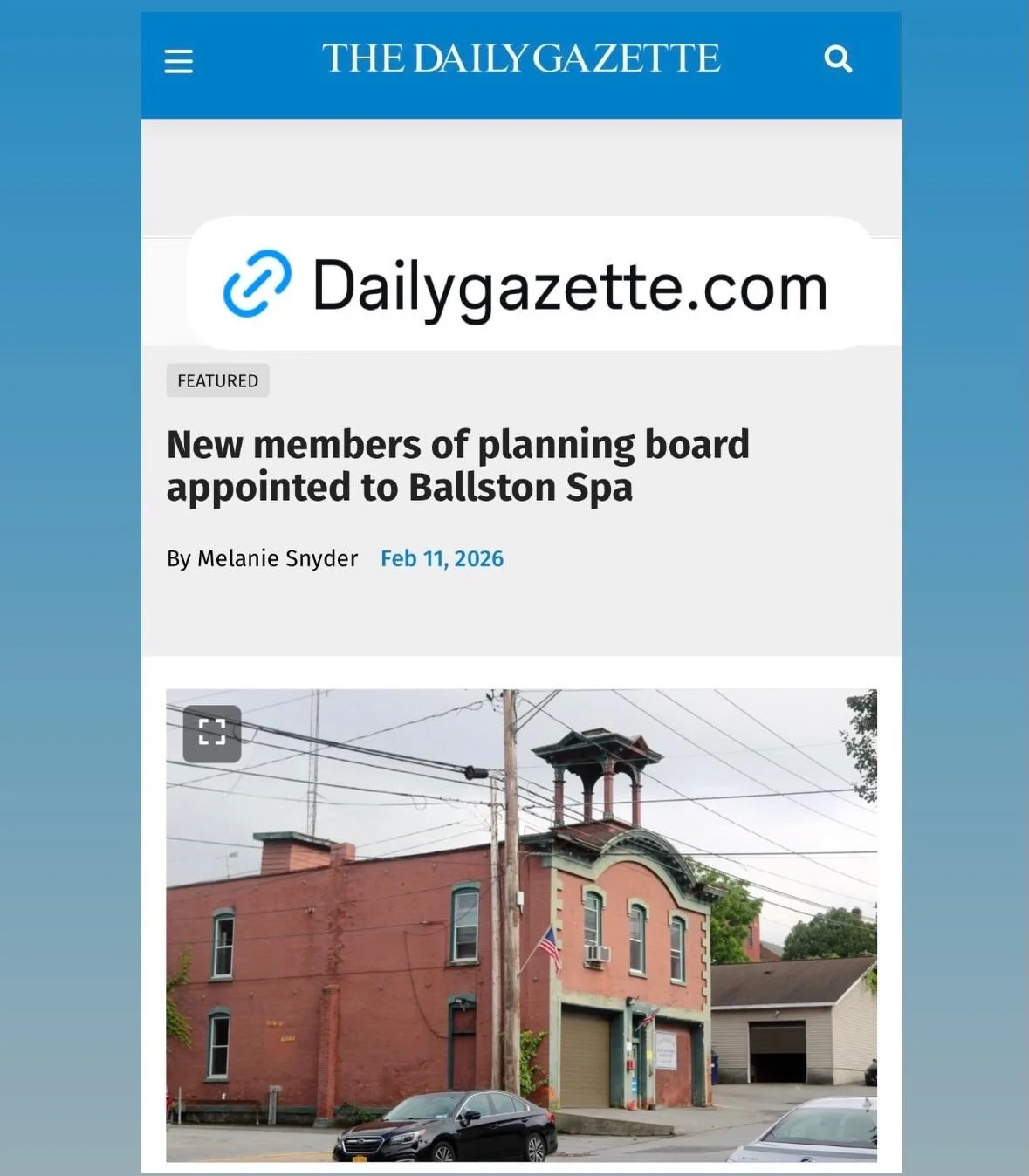 📰 Read the full Daily Gazette article by Melanie Snyder here: https://www.dailygazette.com/news/govt_politics/new-members-of-planning-board-appointed-to-ballston-spa/article_e6249ecb-a079-41ec-9e17-86ea947758a0.html