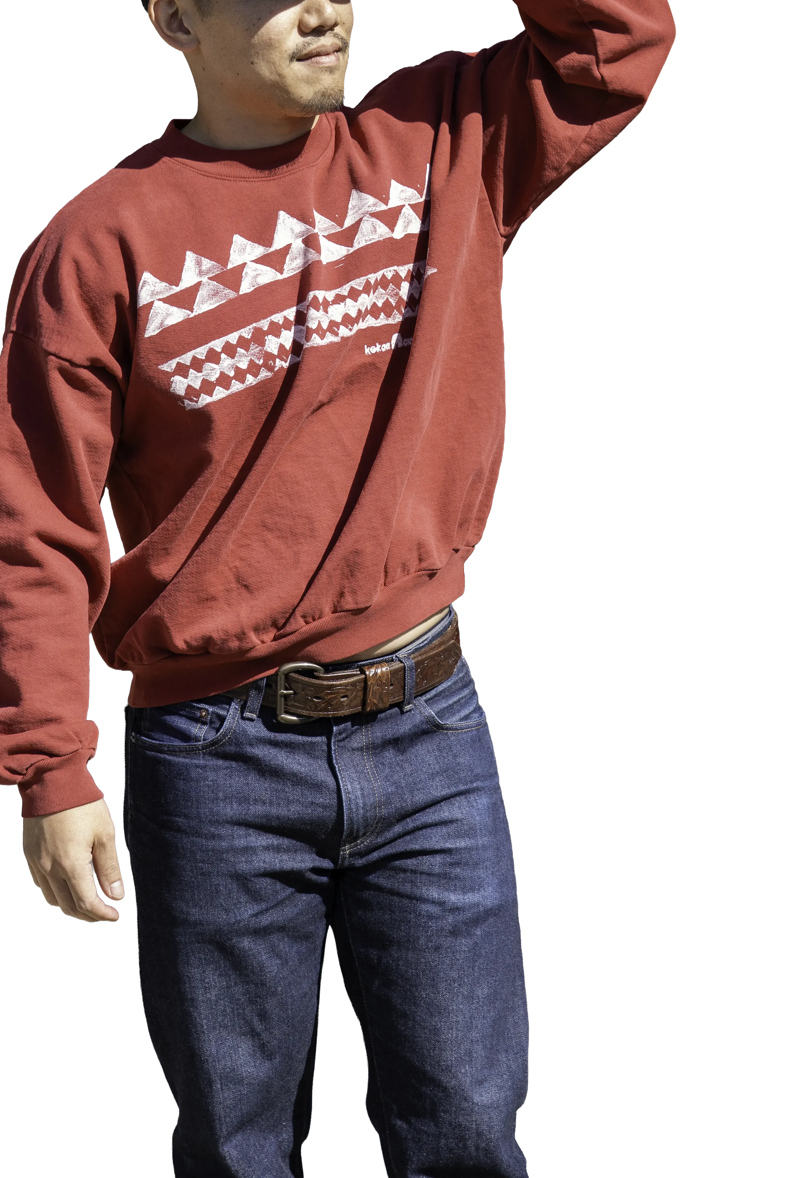 He Mano Ka Niho Trash Crewneck Sweatshirt — ʻŌhelo Red (Zero-Hand Discharge)