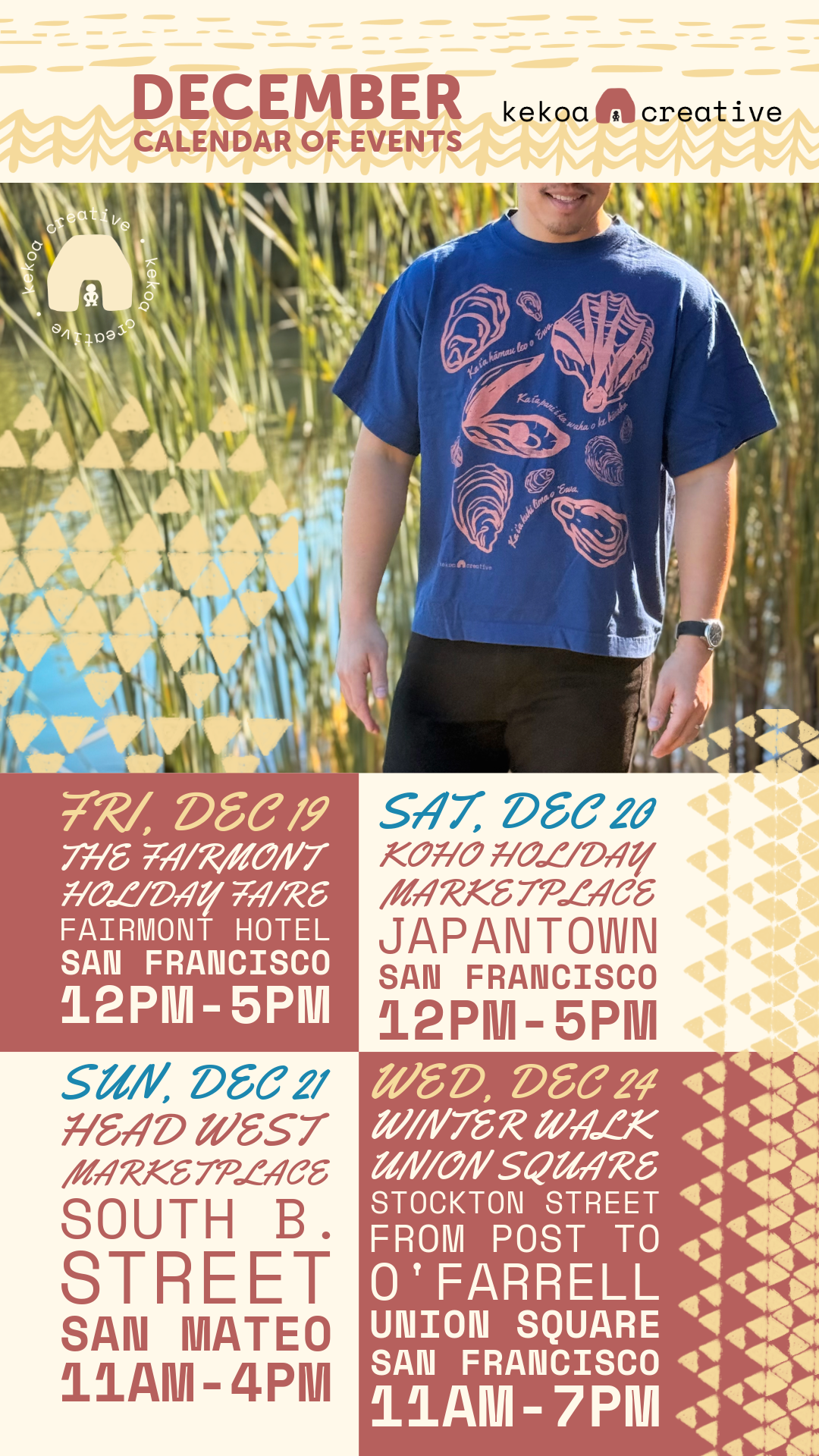 Kekoa Creativeʻs in-person holiday pop-up schedule for December 2025 part 2