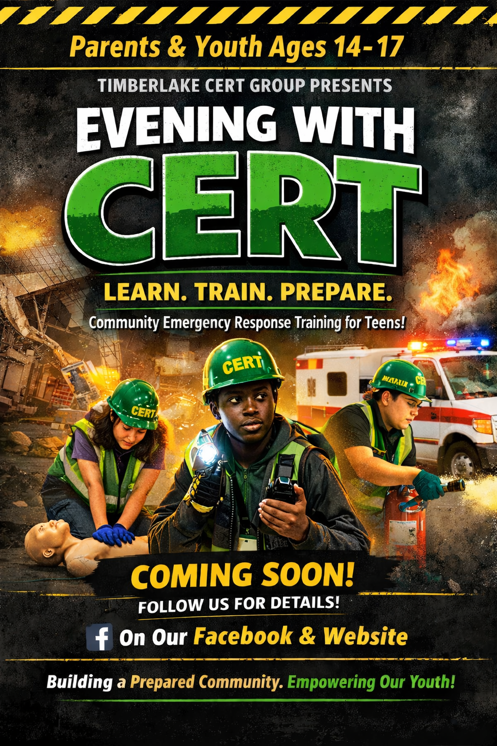 An Evening with CERT! For parents and youth ages 14–17 (stay tuned for date)