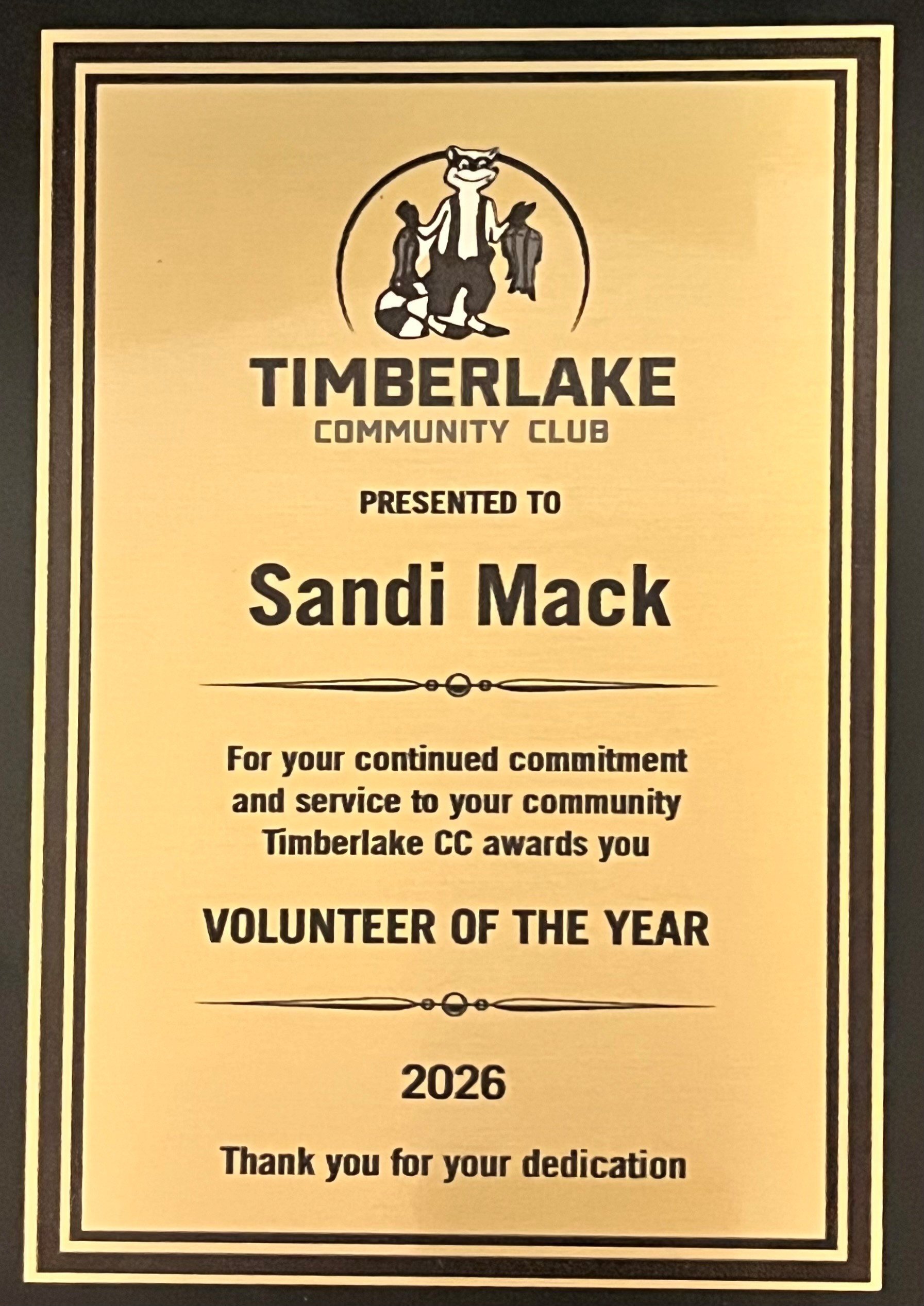 Volunteer of the Year winner! 