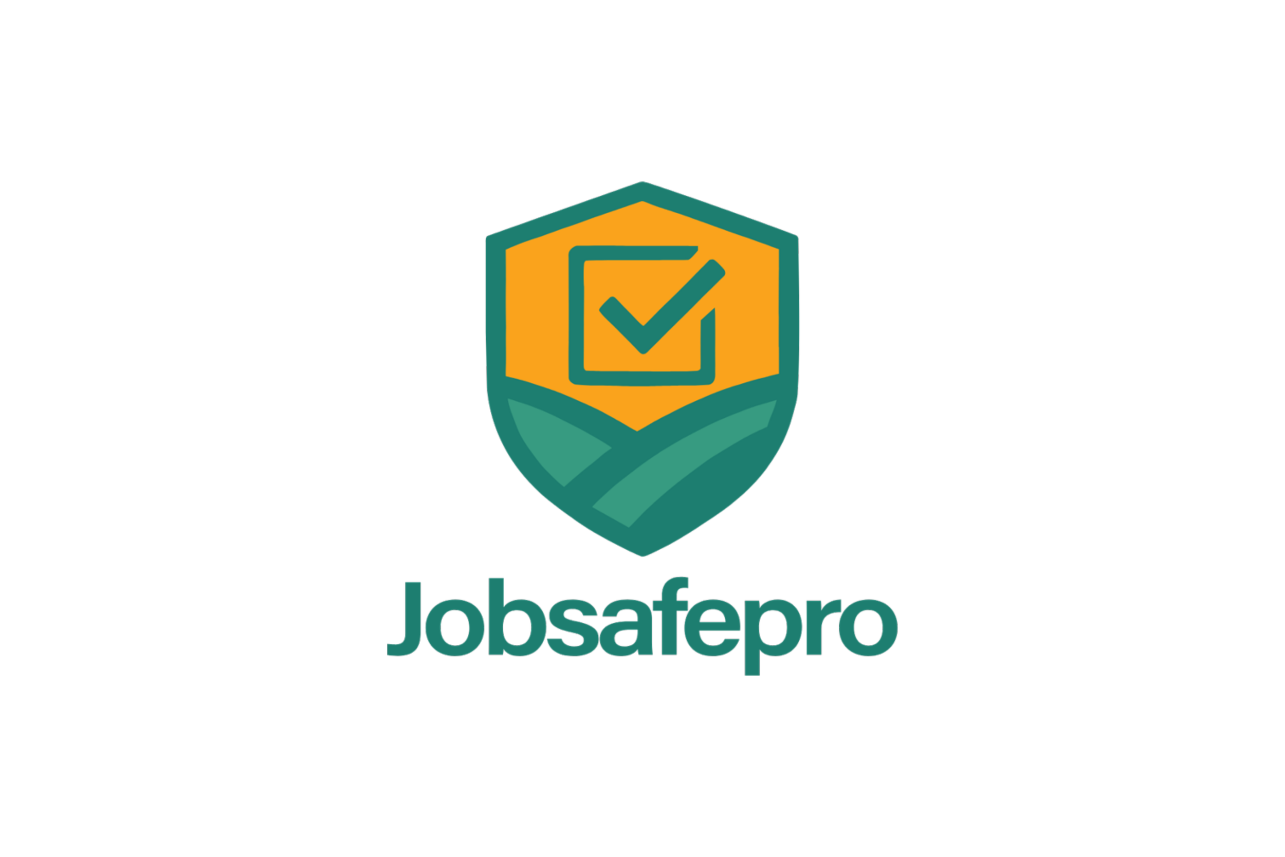 Logo for Jobsafepro featuring a shield with a checkmark inside and the text "Jobsafepro" below it.