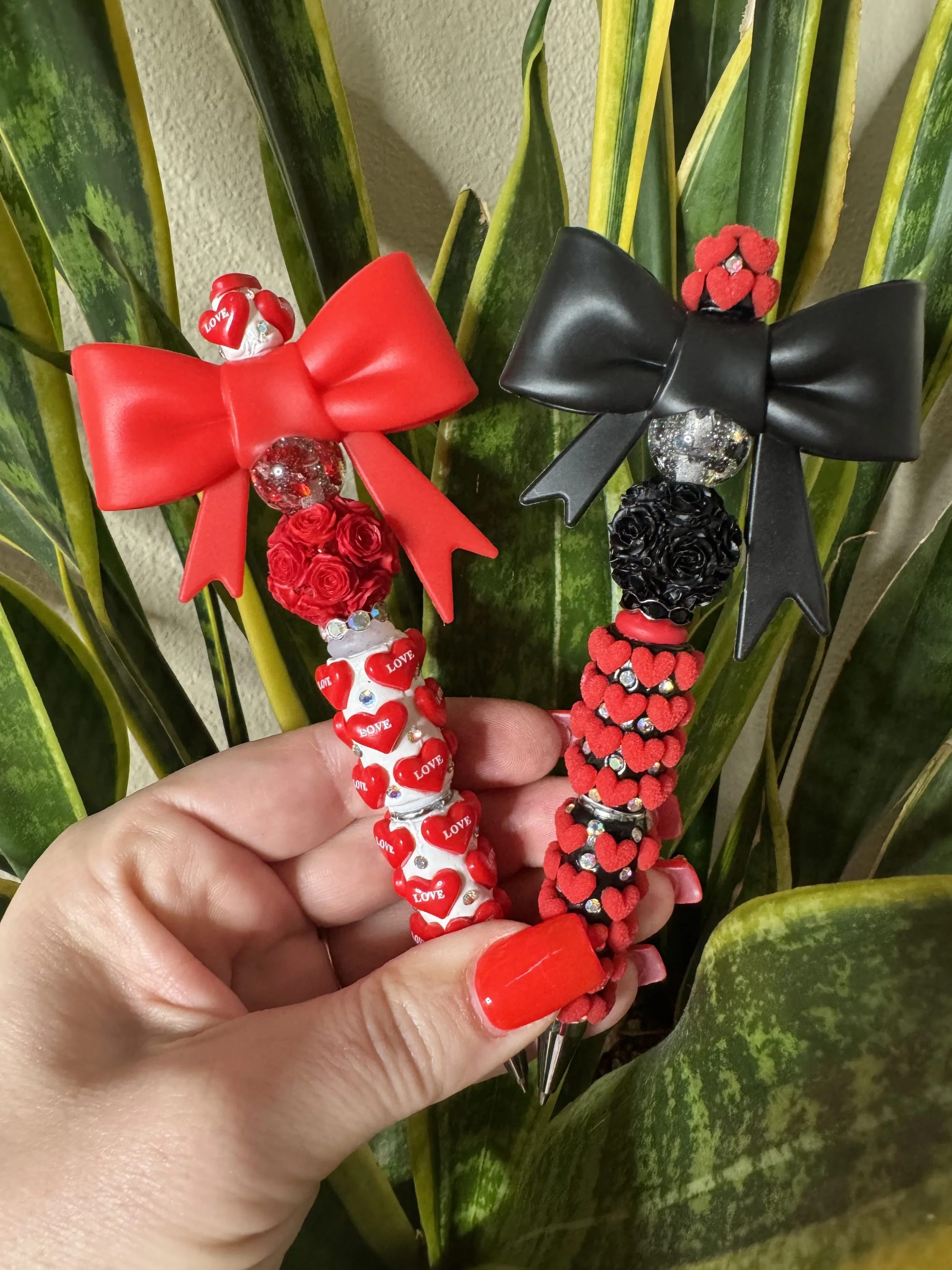 RED ROSE BOW BLING, BLACK ROSE BOW BLING