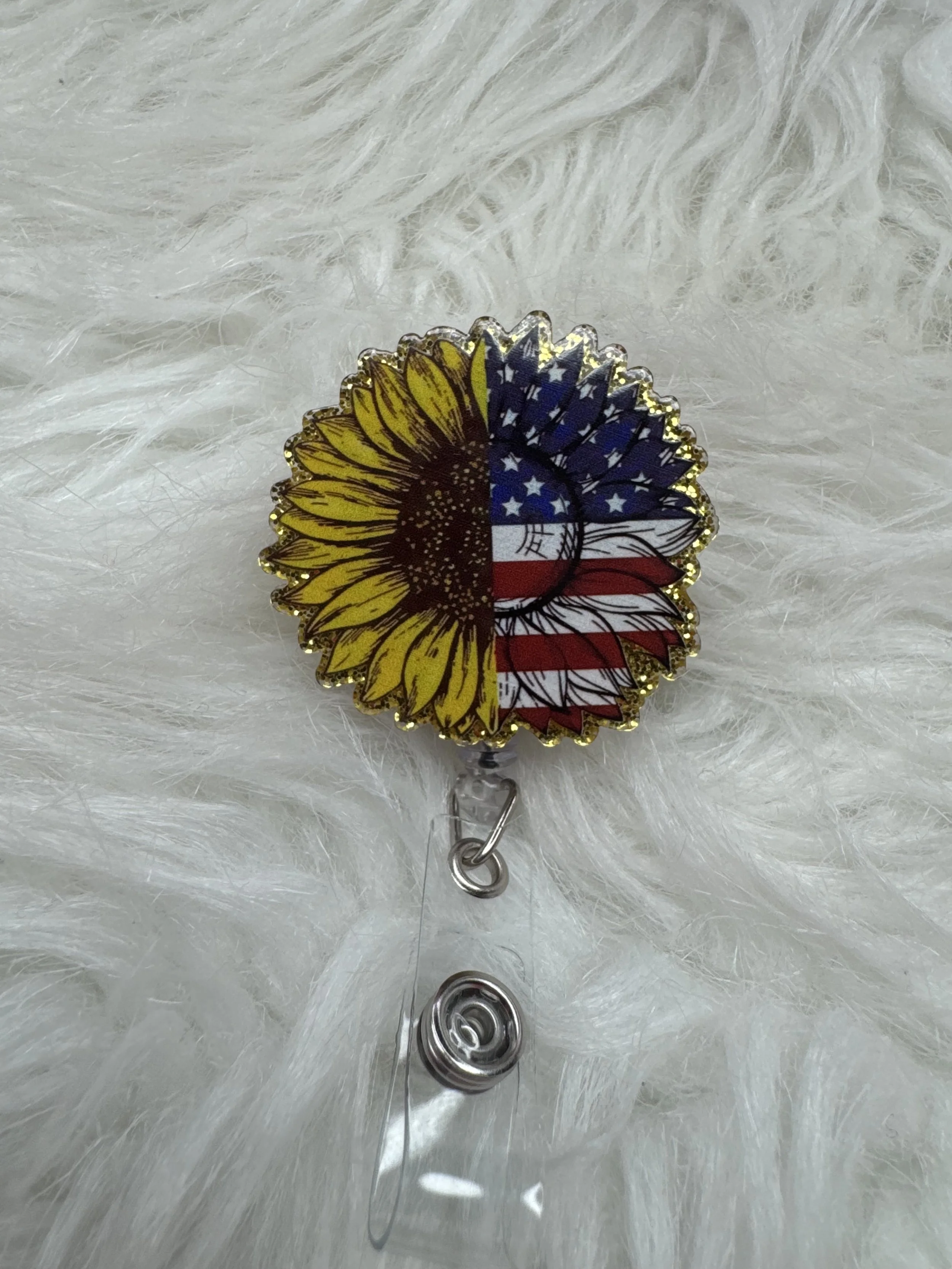 RED WHITE AND BLUE SUNFLOWER
