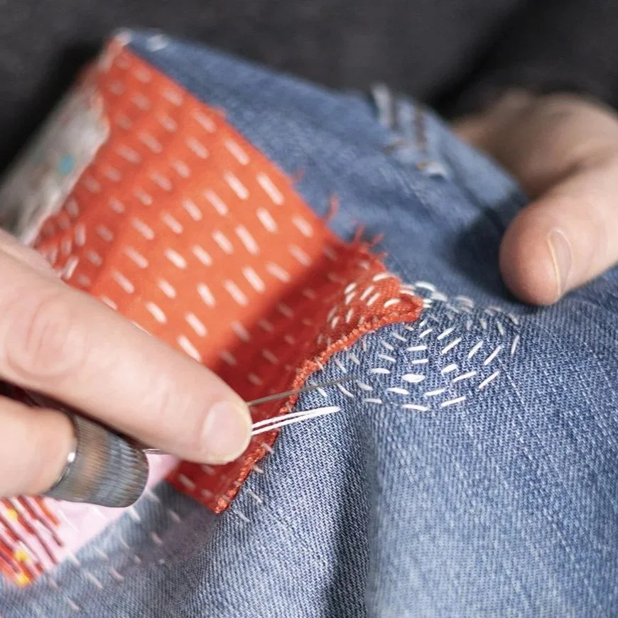 Jeans reparieren mit Sashiko