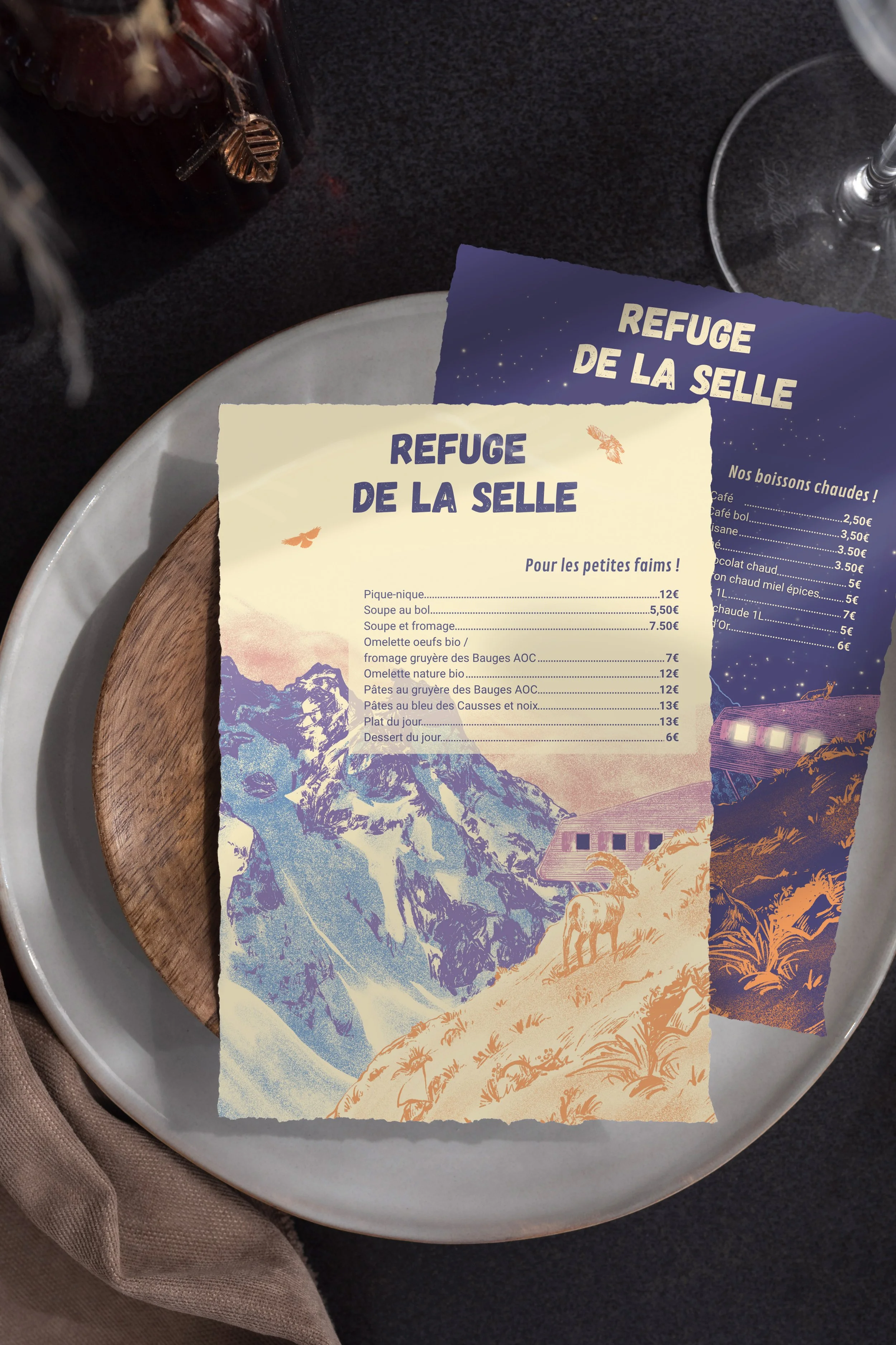 Illustration & Design - menu - Refuge de la Selle - Parc des Ecrins - Expression Sauvage