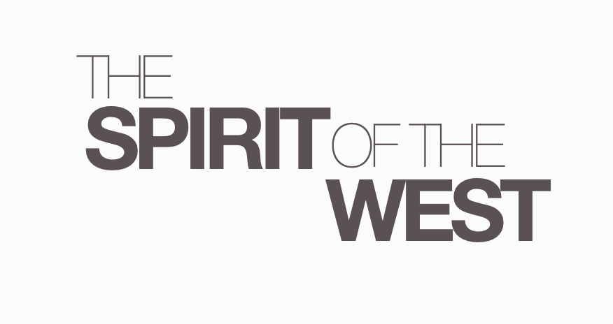 Text reading 'The Spirit of the West' in a stylized font with varying sizes and weights