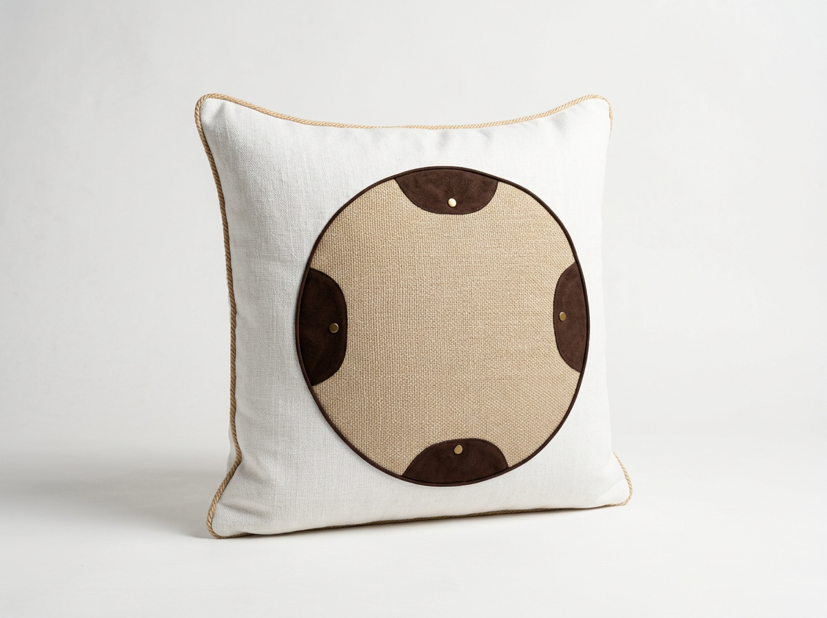 Decorative throw pillow with a design resembling a soccer ball on a white background.