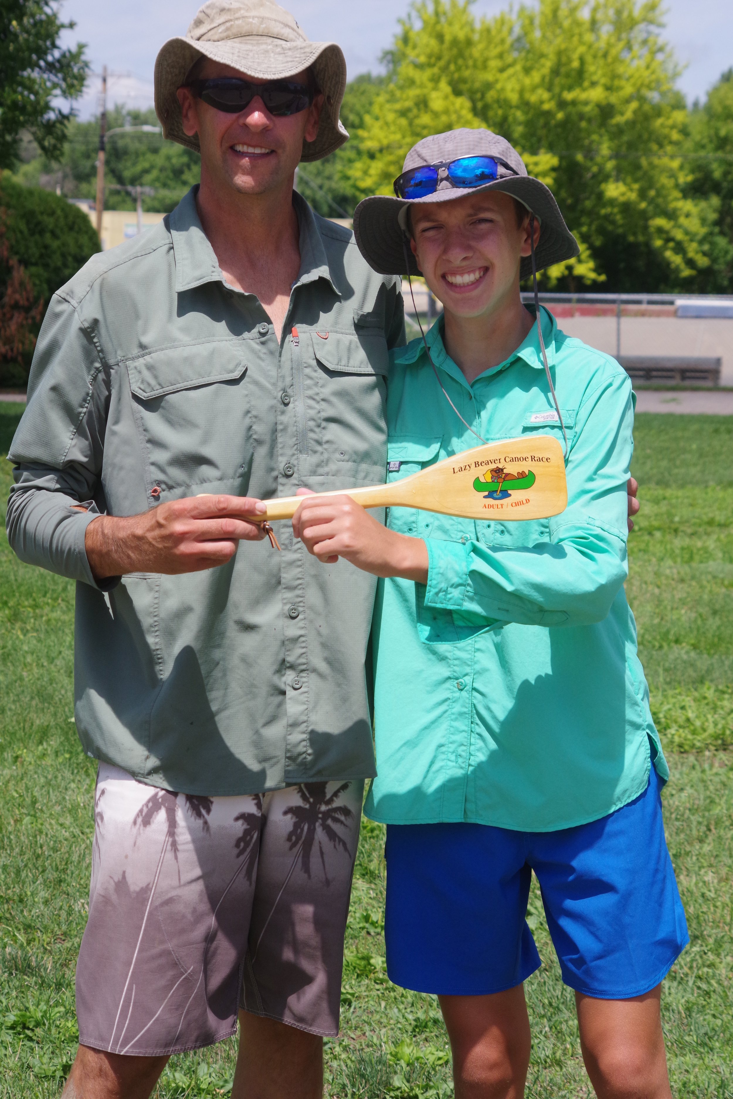 Adult/child canoe division winners Dennis and Jack Lichte