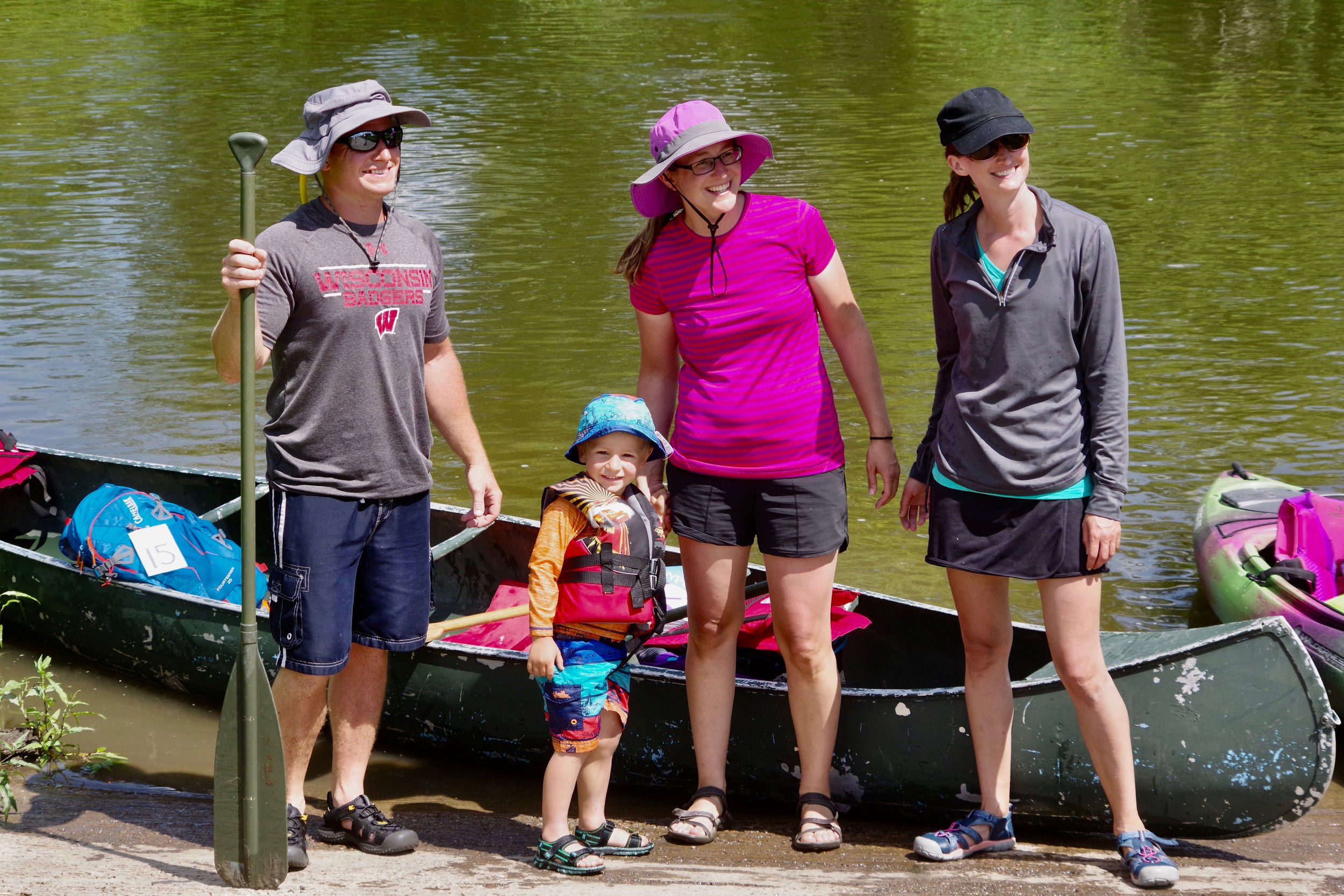 Krista and Aadrew Gunther, their young son, and Laura Hillman 