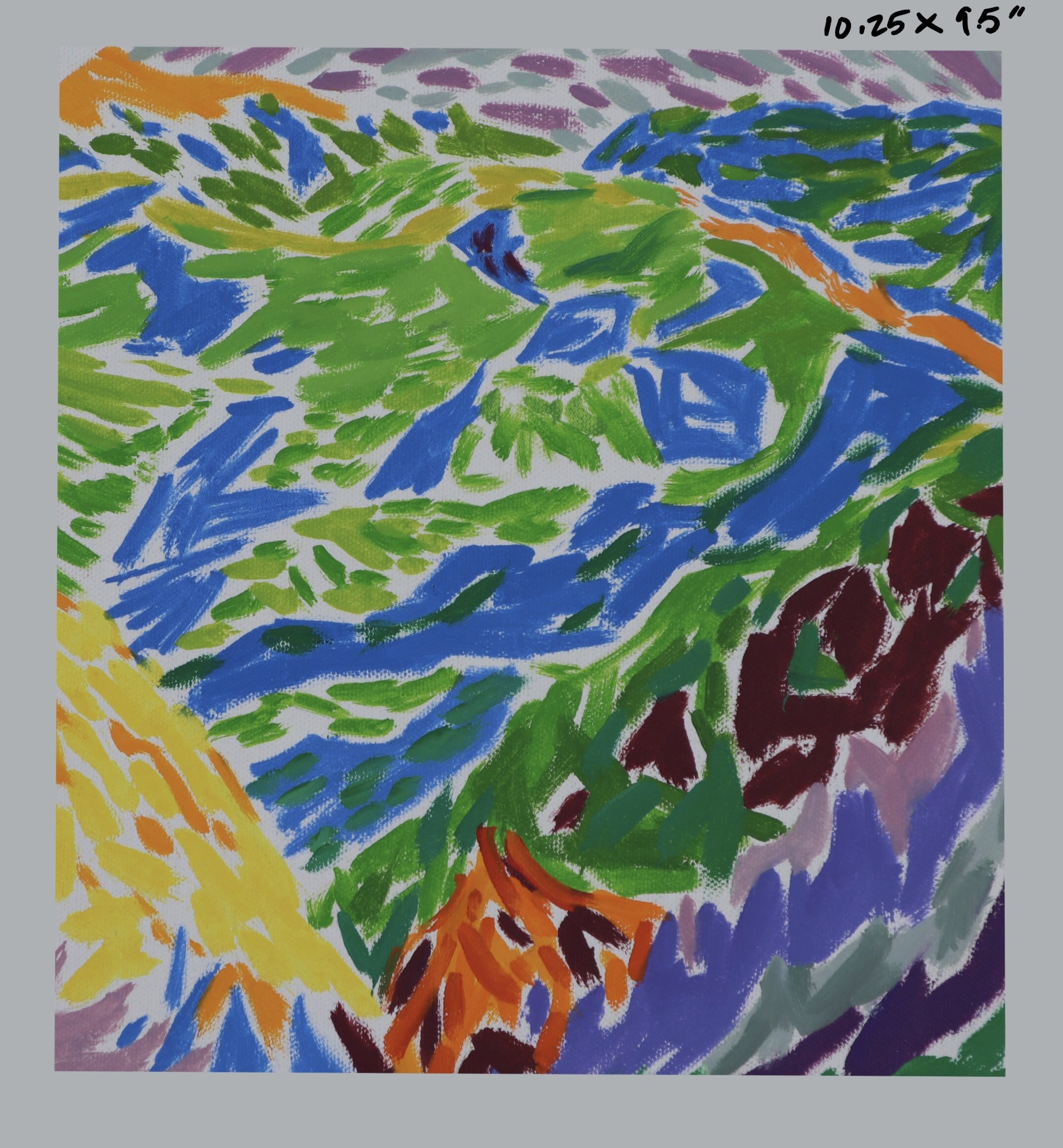 Carbonation (study in color movement)
oil on canvas mounted to wood
10.25x9"