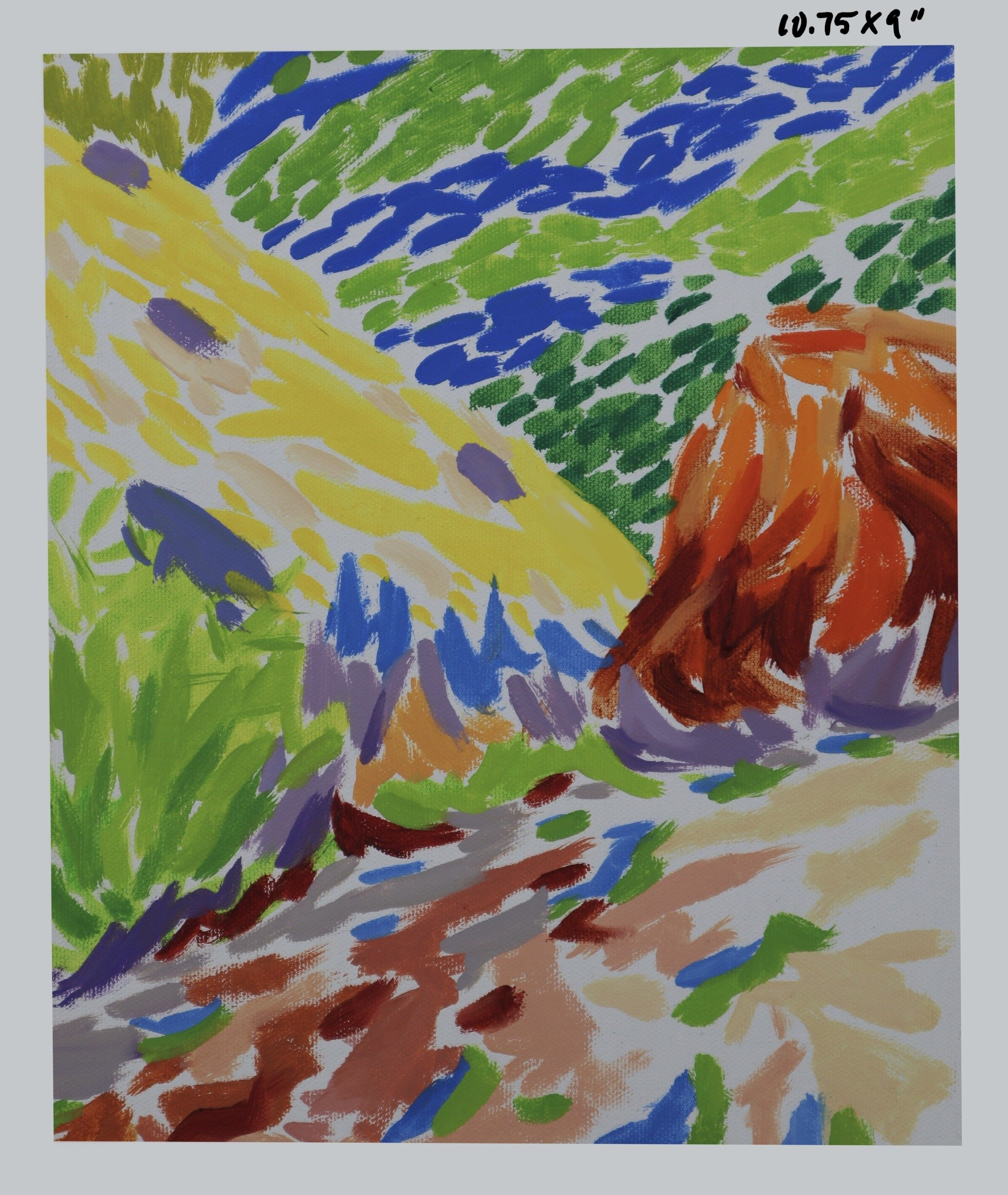 Carbonation (study in color movement)
oil on canvas mounted to wood
10.75x9"