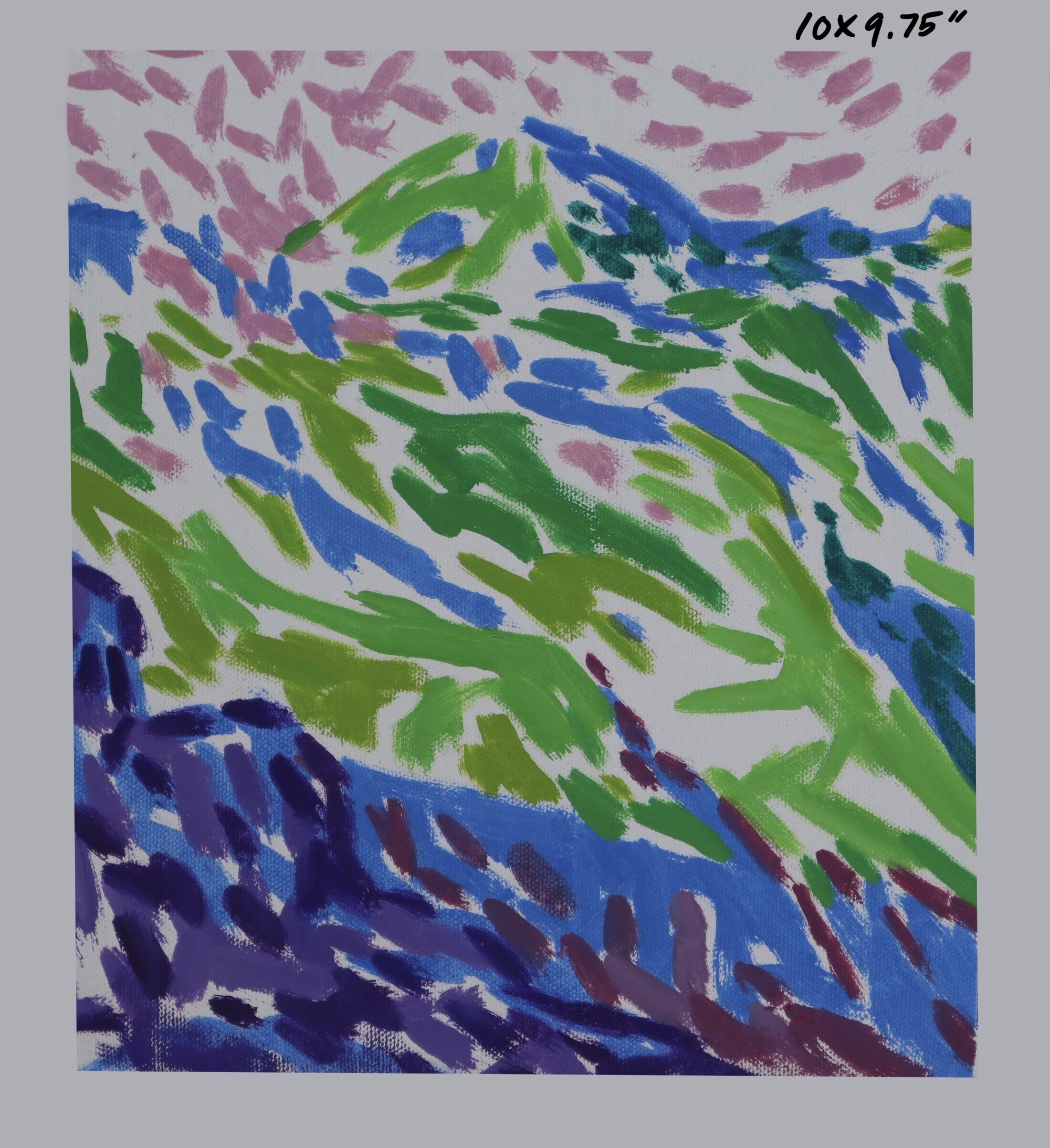 Carbonation (study in color movement)
oil on canvas mounted to wood
10x9.75"