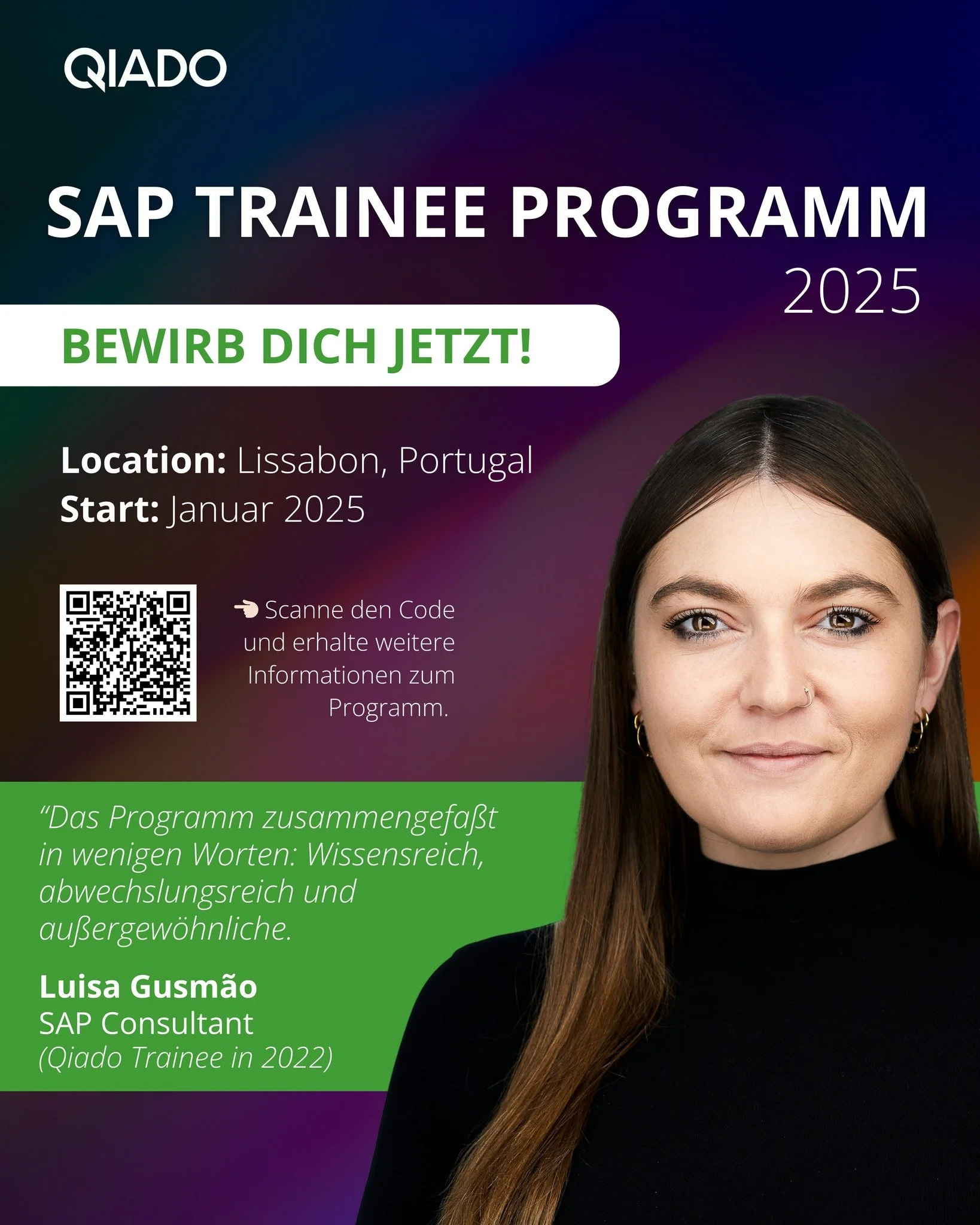 Bereit f&uuml;r den n&auml;chsten Karrieresprung? 🚀 Bewirb dich jetzt f&uuml;r das Qiado SAP Trainee-Programm in Lissabon! 🇵🇹 

👉 Sende deinen Lebenslauf an talent@qiado
