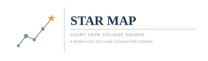 Star map with a trail of connected stars leading to a large yellow star, showcasing course options.