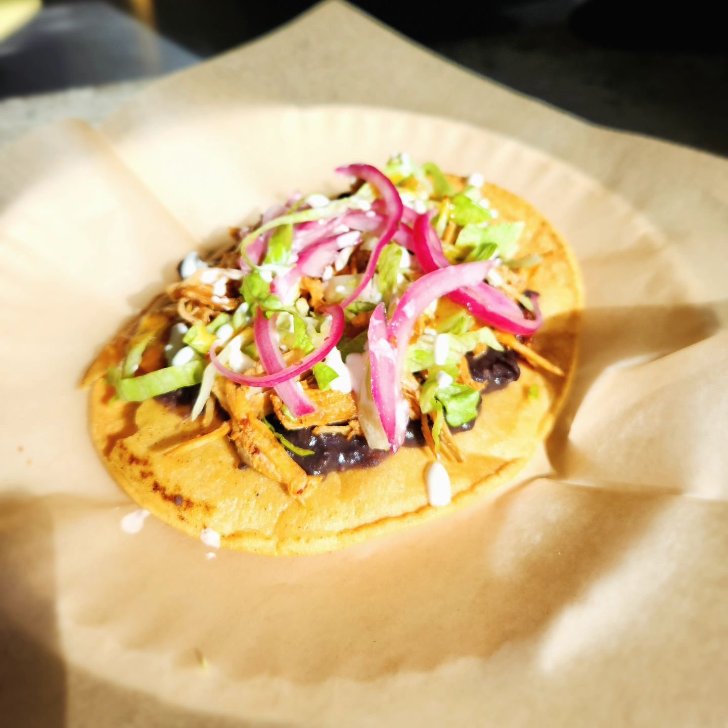 Tostada special this weekend! Chipotle pork🔥 Limited quantities so hustle on down and get 'em while we got 'em 💥