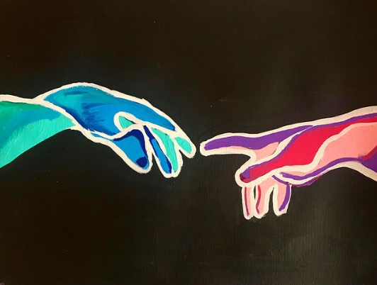 manos 2 (acrílico sobre papel 22.9 cm x 30.5 cm) $1,750