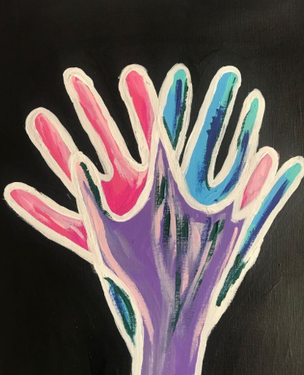 manos 3 (acrílico sobre papel 22.9 cm x 30.5 cm) $1,750