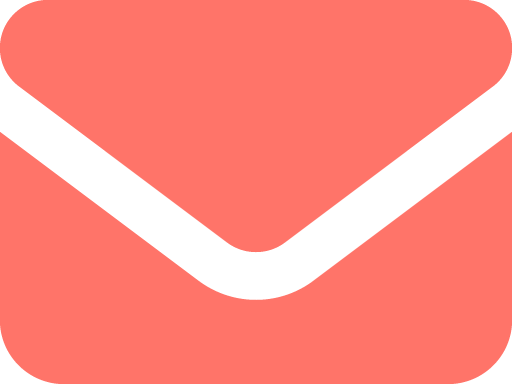 Illustration of a closed, pink envelope with a black outline.