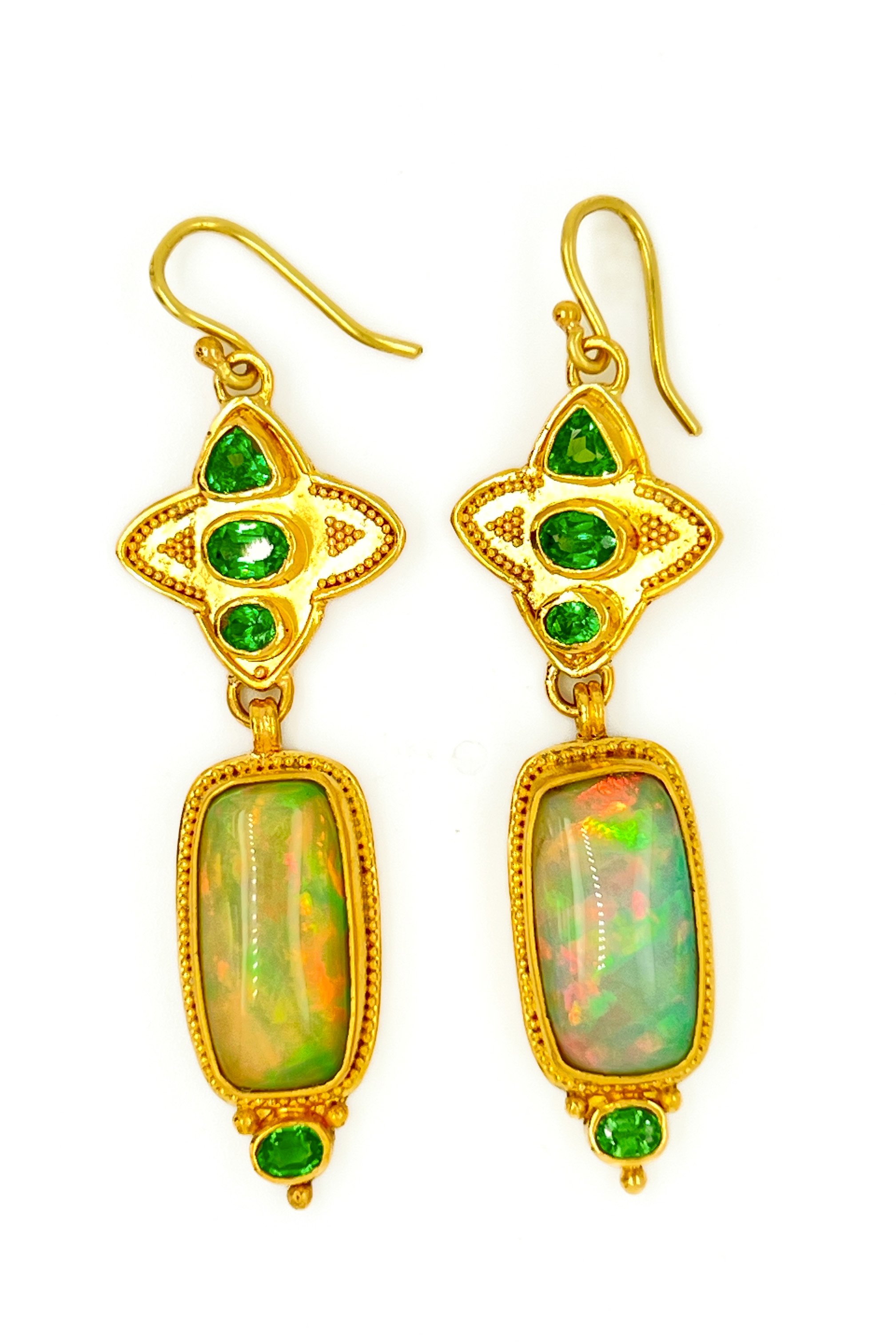 Opal and Tsavorite Earrings
