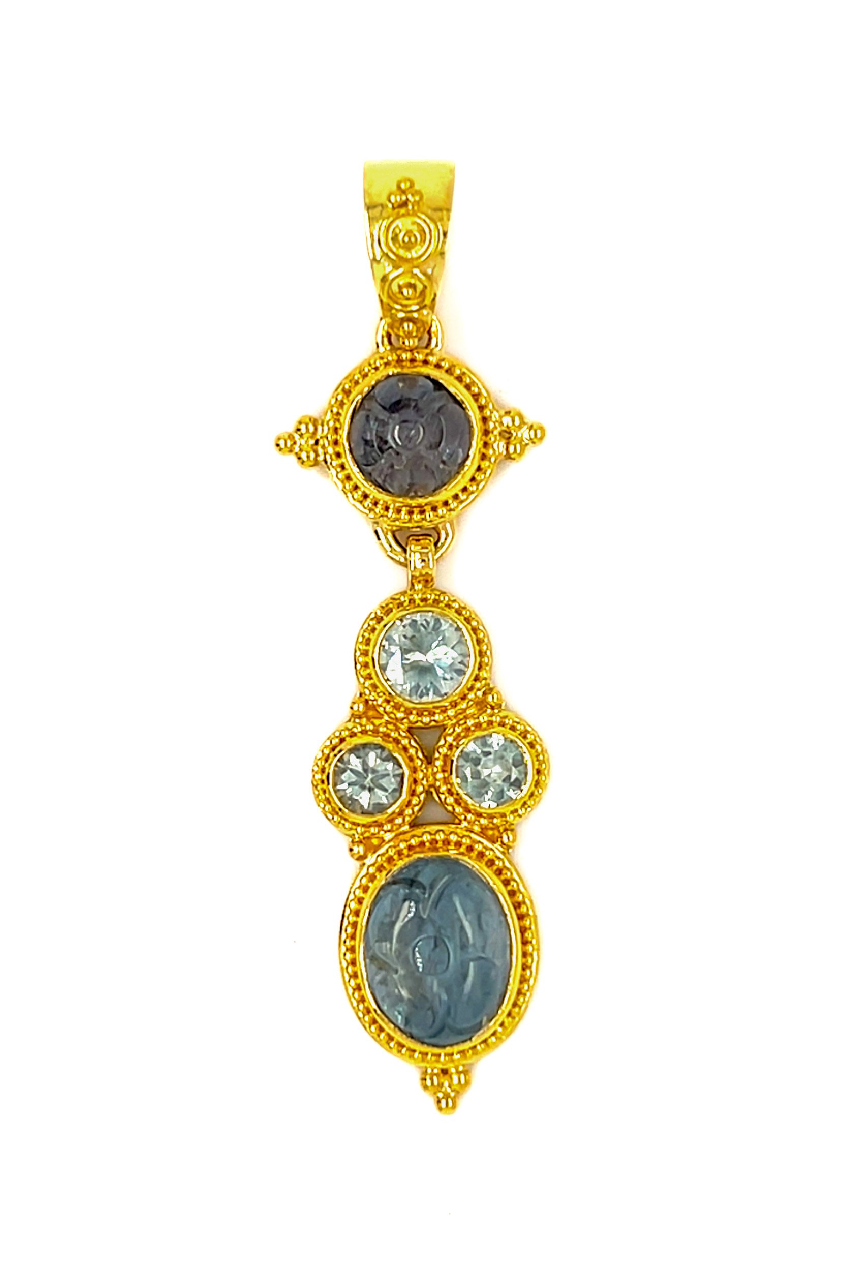 Carved Sapphire Pendant