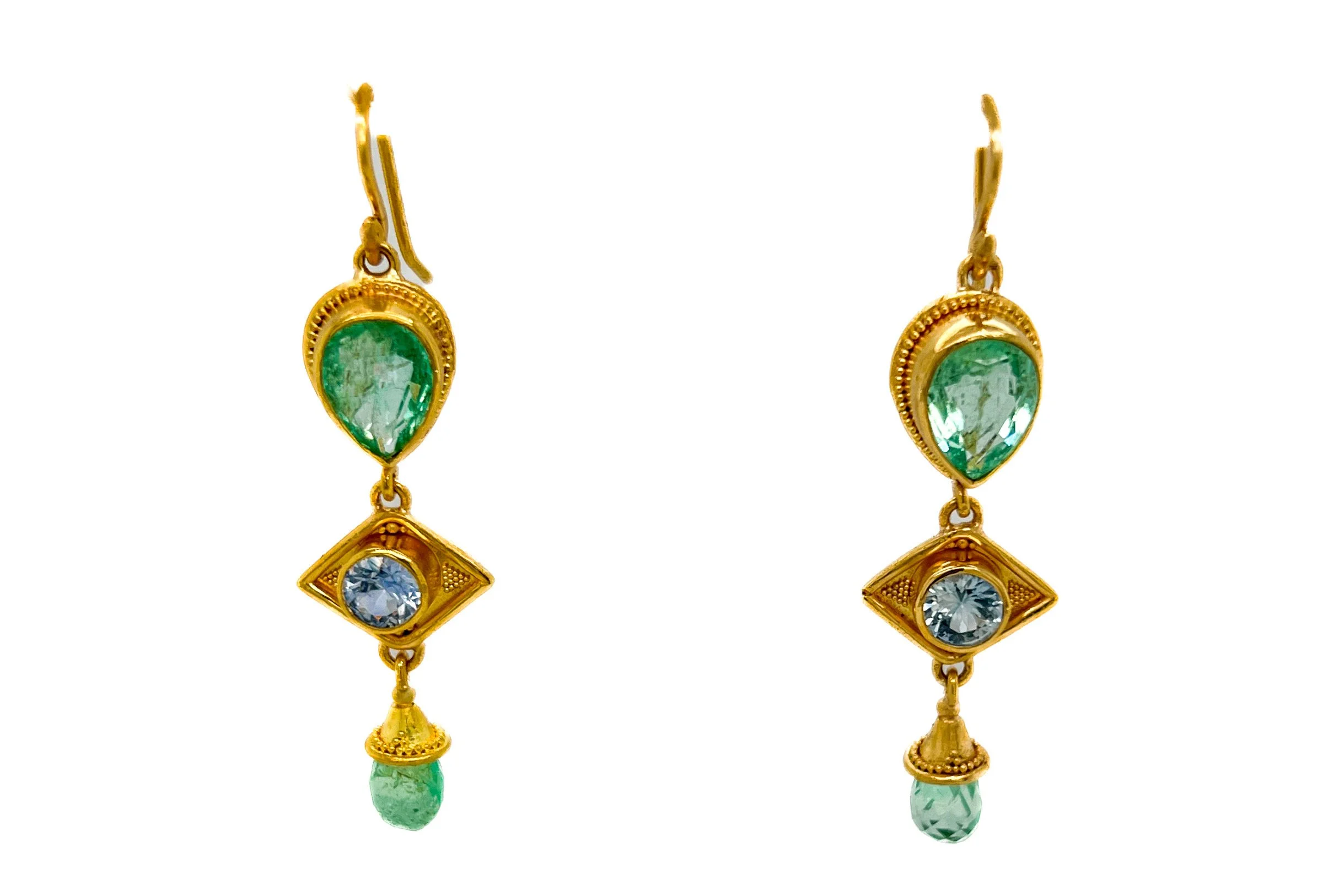 Emerald and Sapphire Earrings