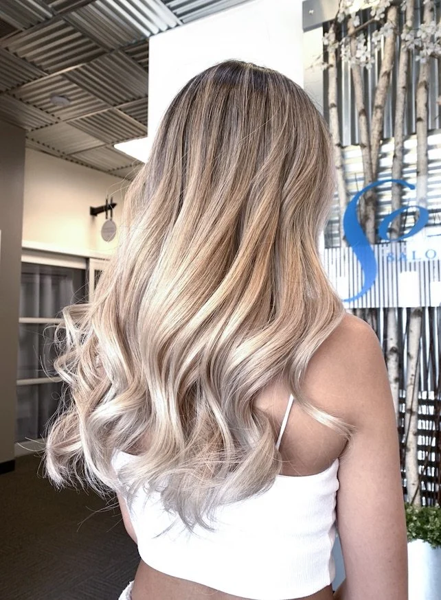 Salon customer with blonde highlights