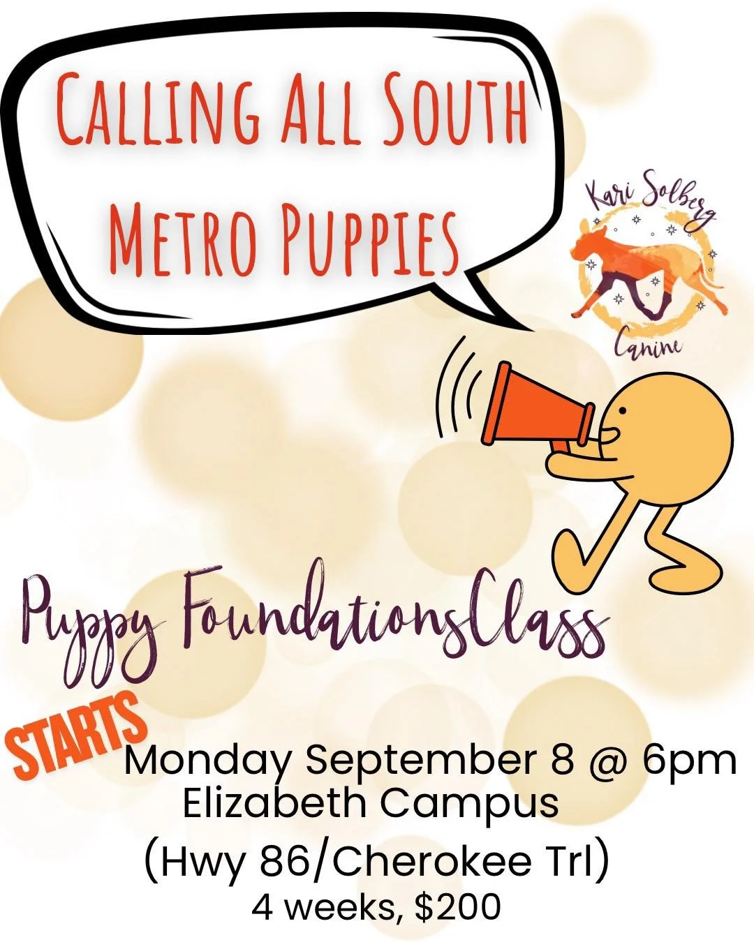 🐾 Calling all South Metro puppies! 🐾
Got a new pup and want to start things off right? Join me for Puppy Foundations—a class designed to build confidence, communication, and real-world skills from the very beginning.
🗓️ Starts Sunday, Sept